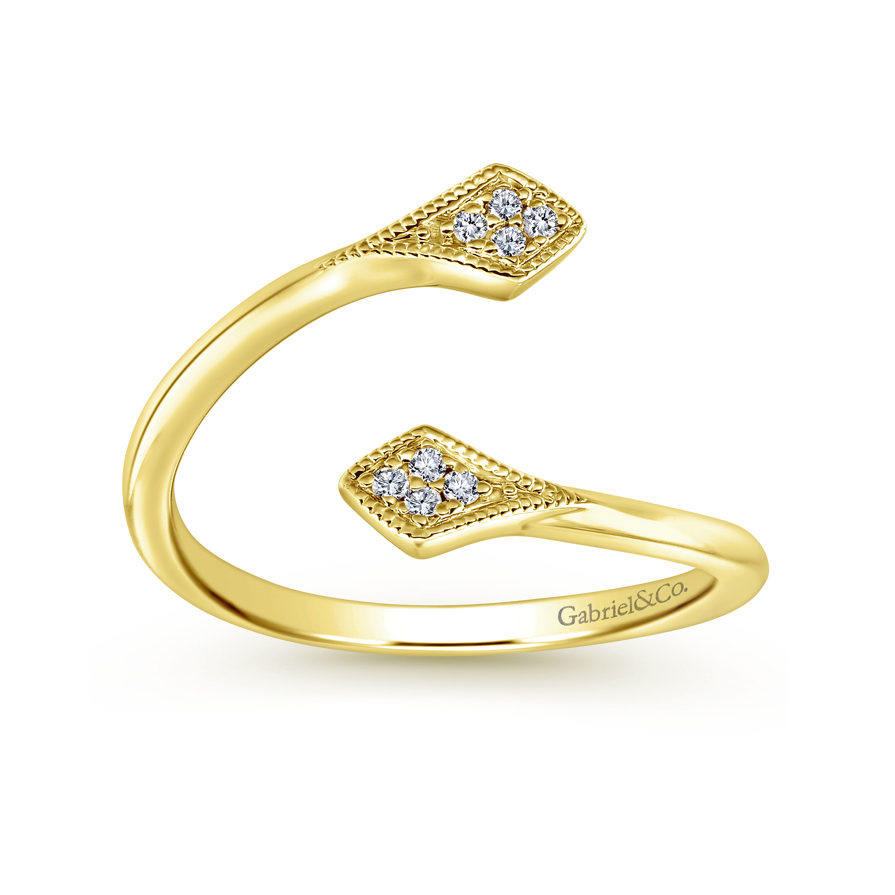 14k Yellow Gold Diamond Midi Ladies Ring angle 4 14k Yellow Gold Diamond Midi Ladies Ring angle 4
