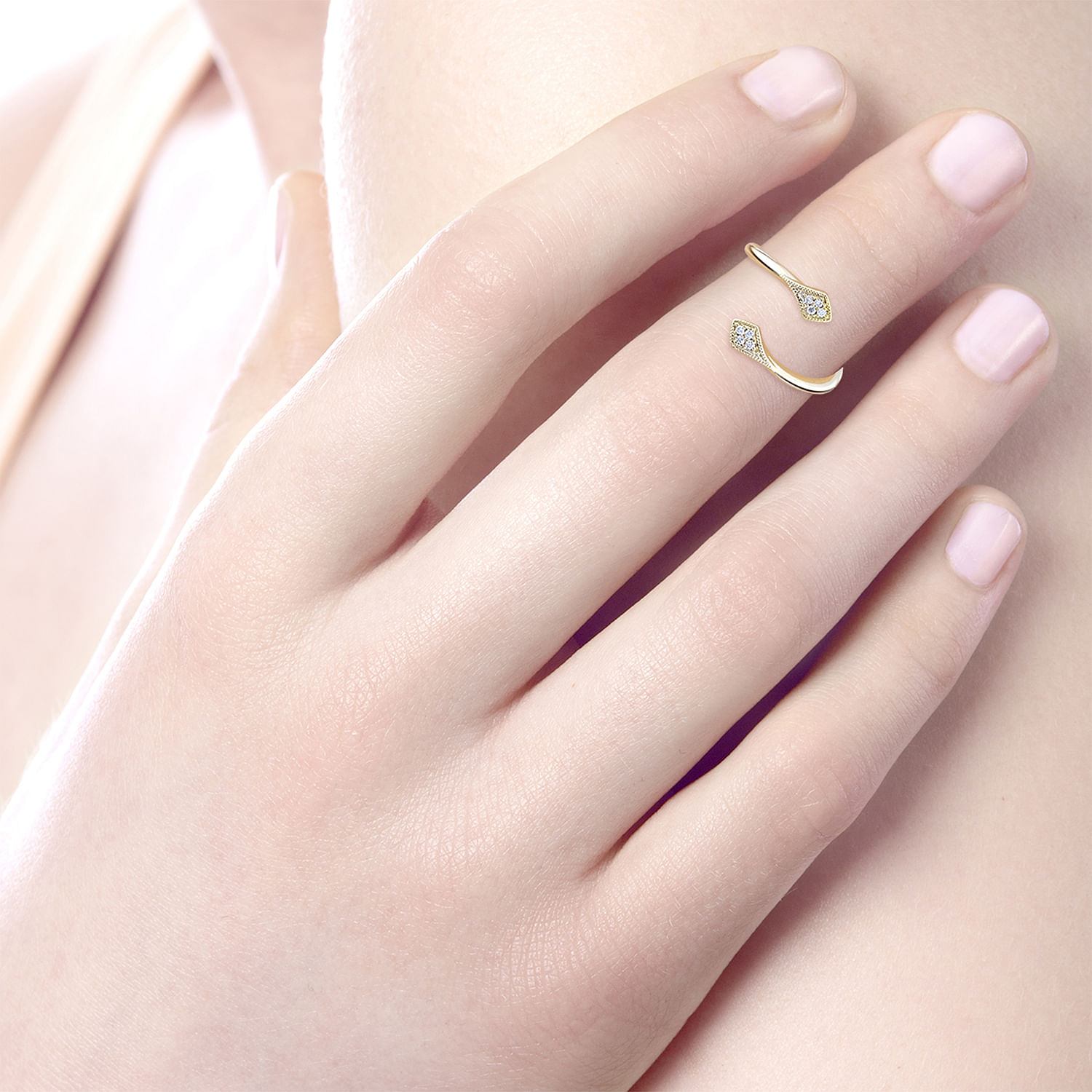 14k Yellow Gold Diamond Midi Ladies Ring angle 5 14k Yellow Gold Diamond Midi Ladies Ring angle 5
