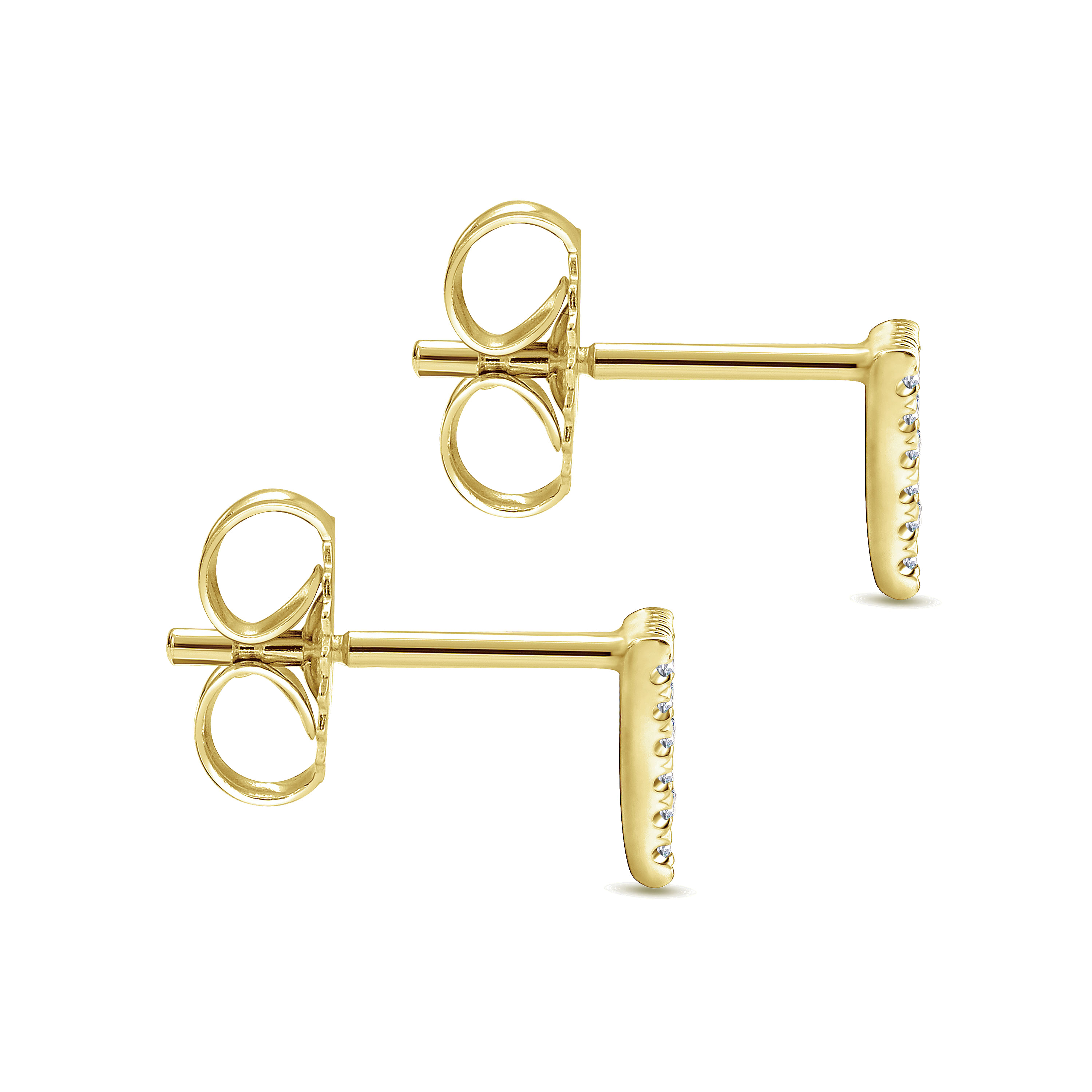 14k Yellow Gold Diamond Open Triangle Stud Earrings angle 3 14k Yellow Gold Diamond Open Triangle Stud Earrings angle 3