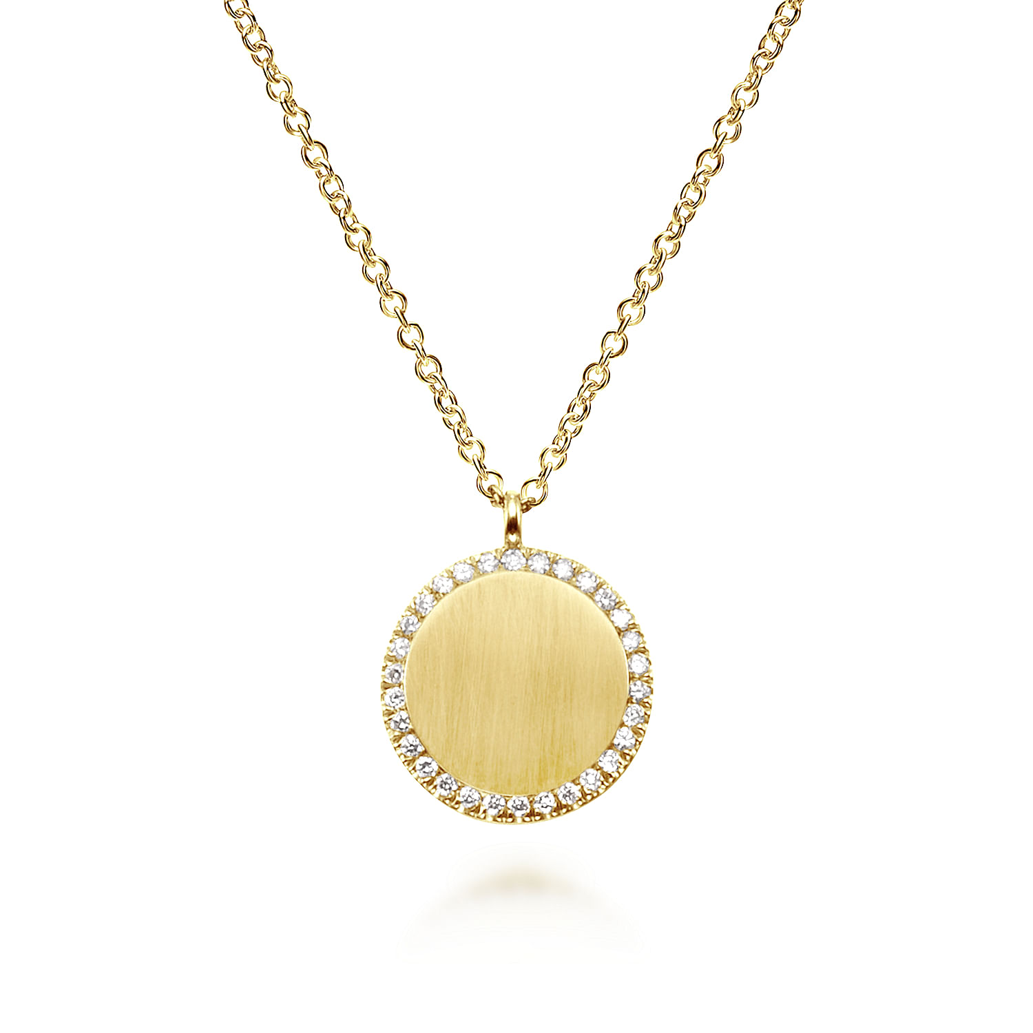 14k Yellow Gold Diamond Round Pendant Fashion Necklace angle 2 14k Yellow Gold Diamond Round Pendant Fashion Necklace angle 2