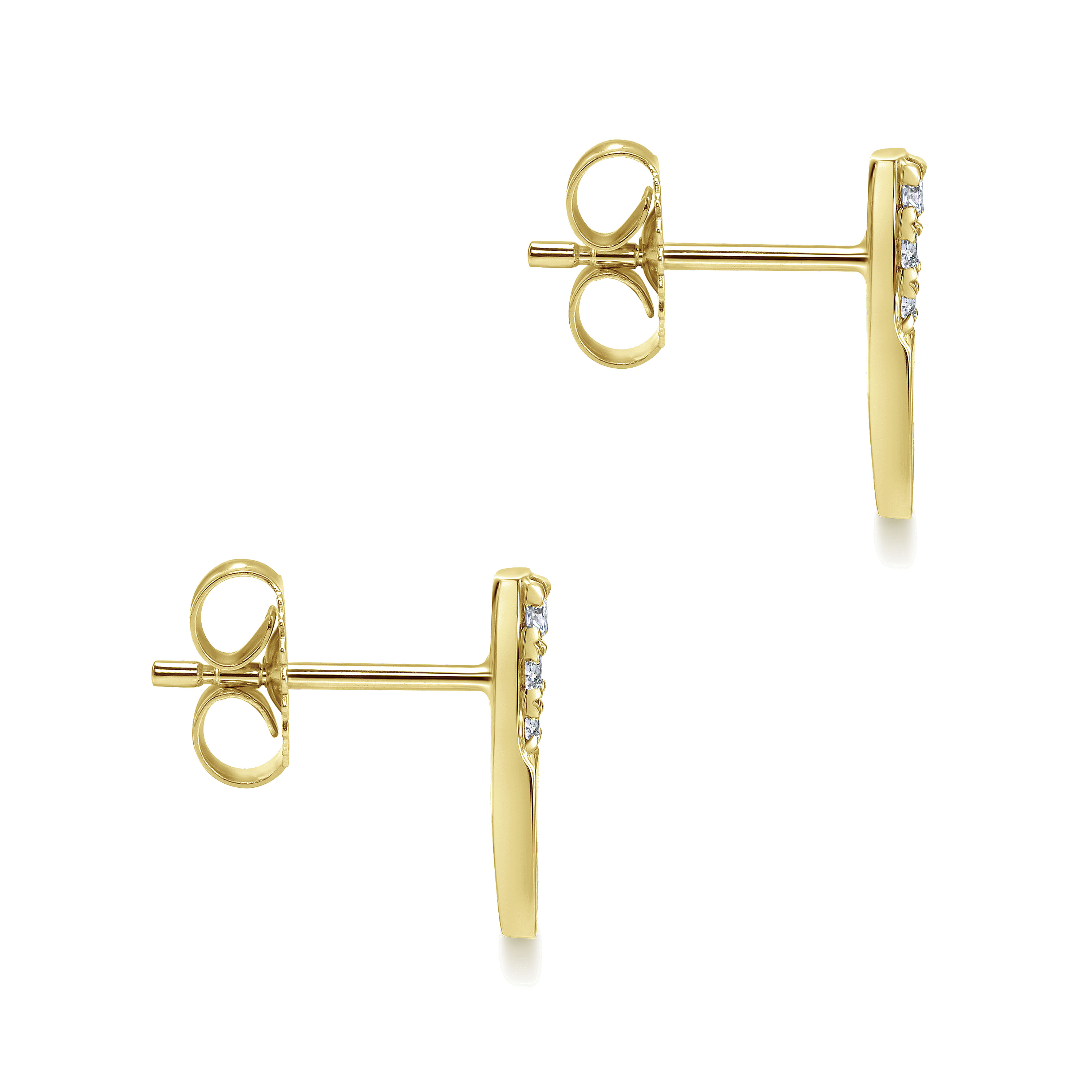 14k Yellow Gold Diamond Spike Stud Earrings angle 3 14k Yellow Gold Diamond Spike Stud Earrings angle 3