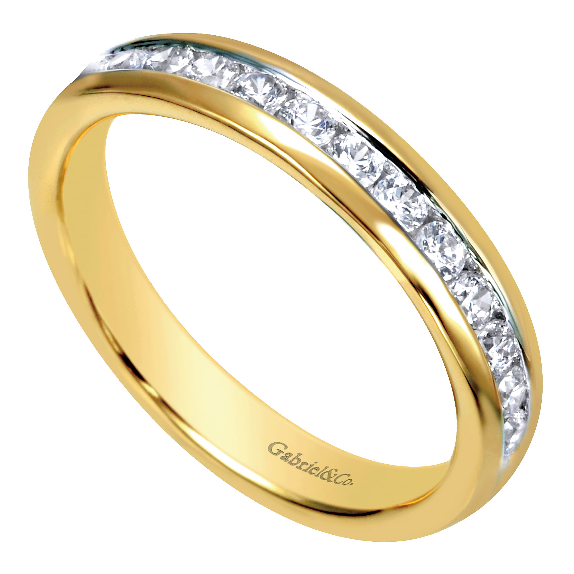 14k Yellow Gold Diamond Straight Anniversary Band angle 3 14k Yellow Gold Diamond Straight Anniversary Band angle 3