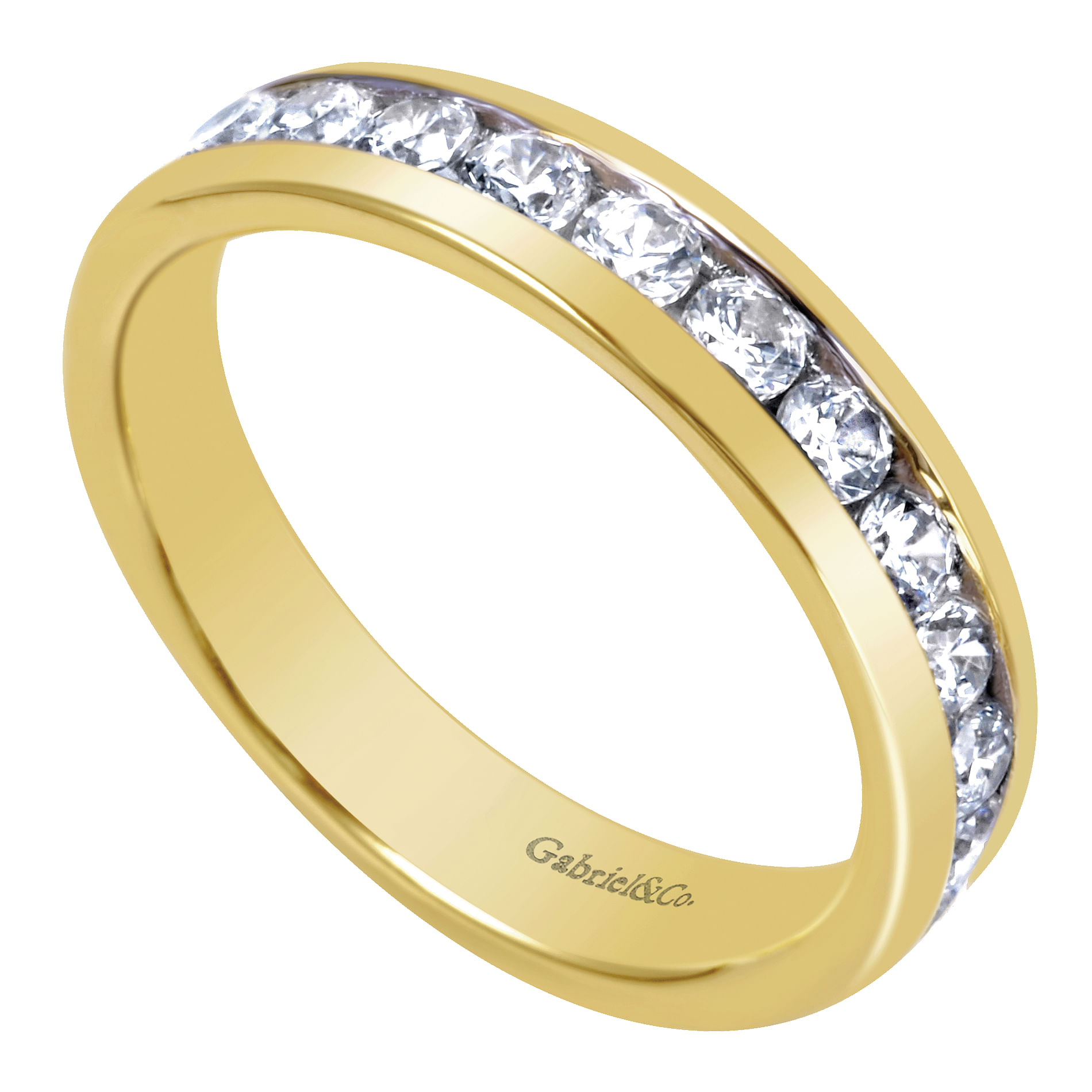14k Yellow Gold Diamond Straight Anniversary Band angle 3 14k Yellow Gold Diamond Straight Anniversary Band angle 3
