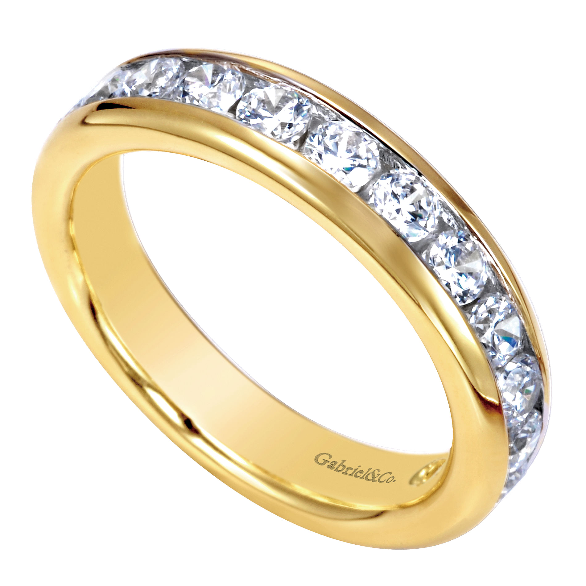 14k Yellow Gold Diamond Straight Anniversary Band angle 3 14k Yellow Gold Diamond Straight Anniversary Band angle 3