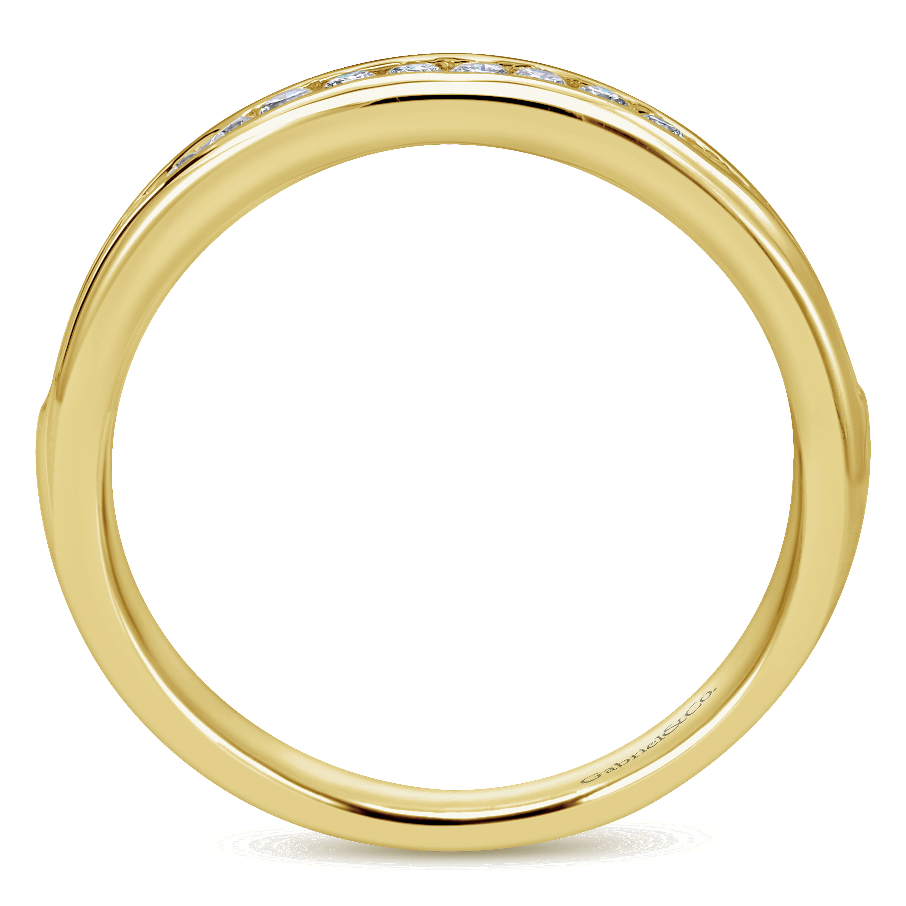 14k Yellow Gold Diamond Straight Wedding Band angle 2 14k Yellow Gold Diamond Straight Wedding Band angle 2