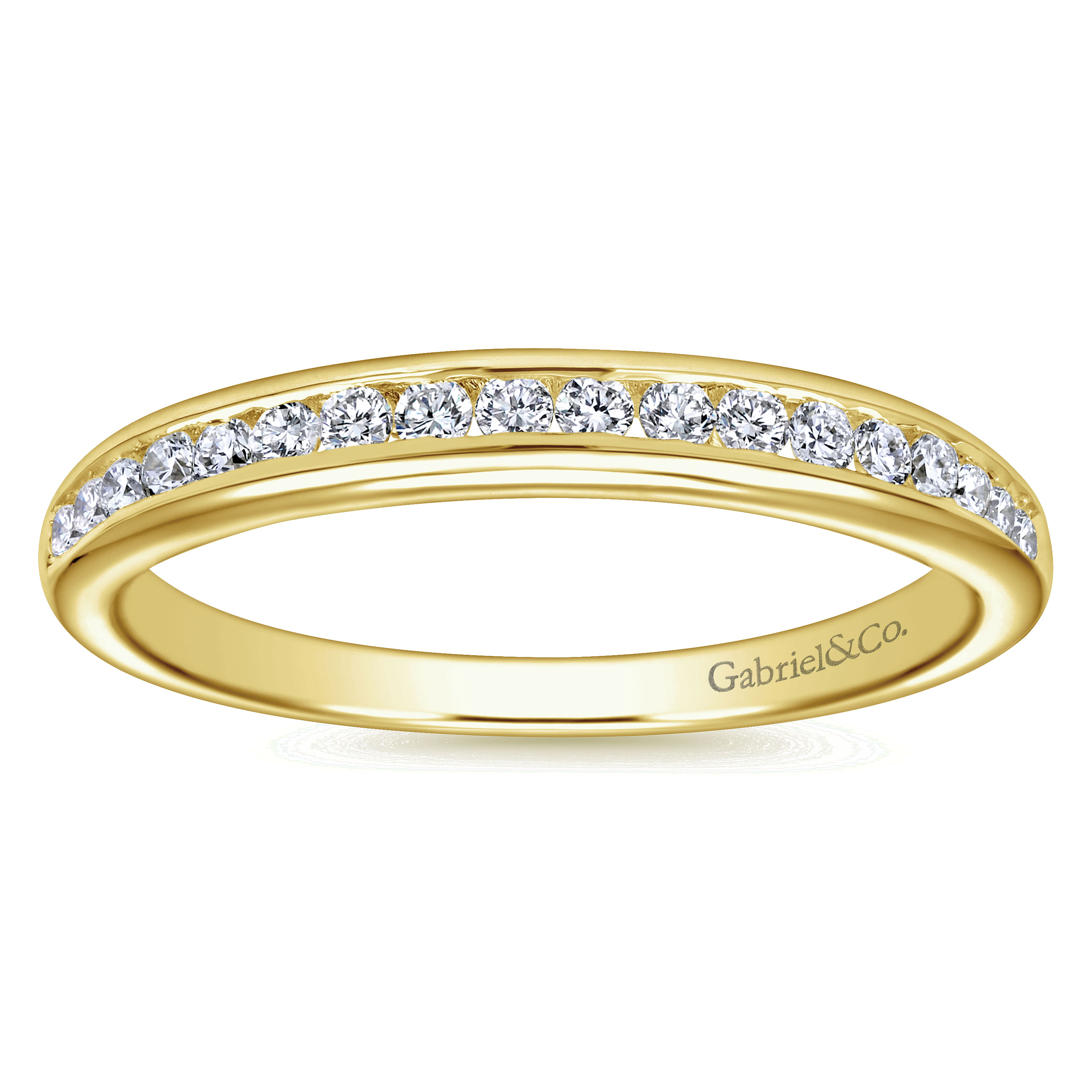 14k Yellow Gold Diamond Straight Wedding Band angle 5 14k Yellow Gold Diamond Straight Wedding Band angle 5