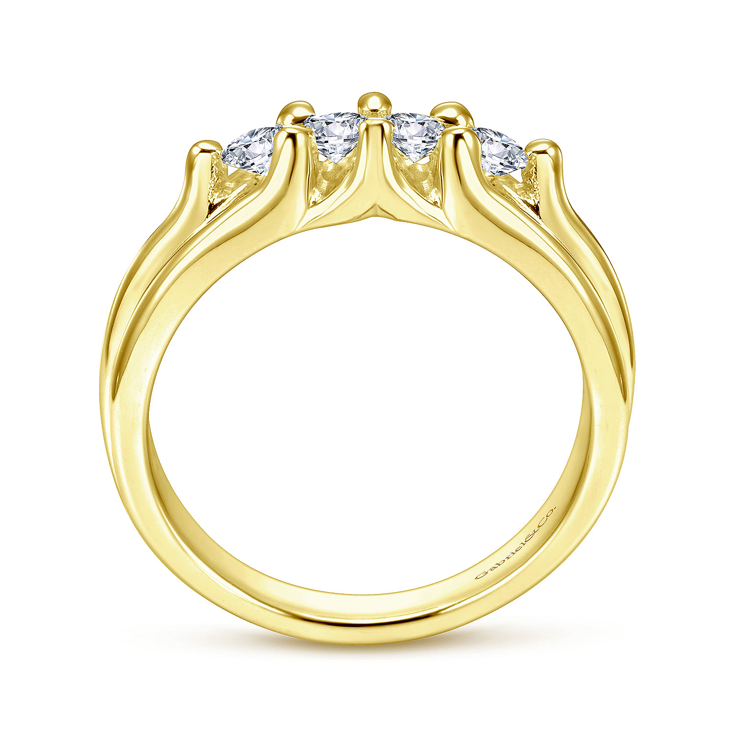 14k Yellow Gold Diamond Straight Wedding Band angle 2 14k Yellow Gold Diamond Straight Wedding Band angle 2