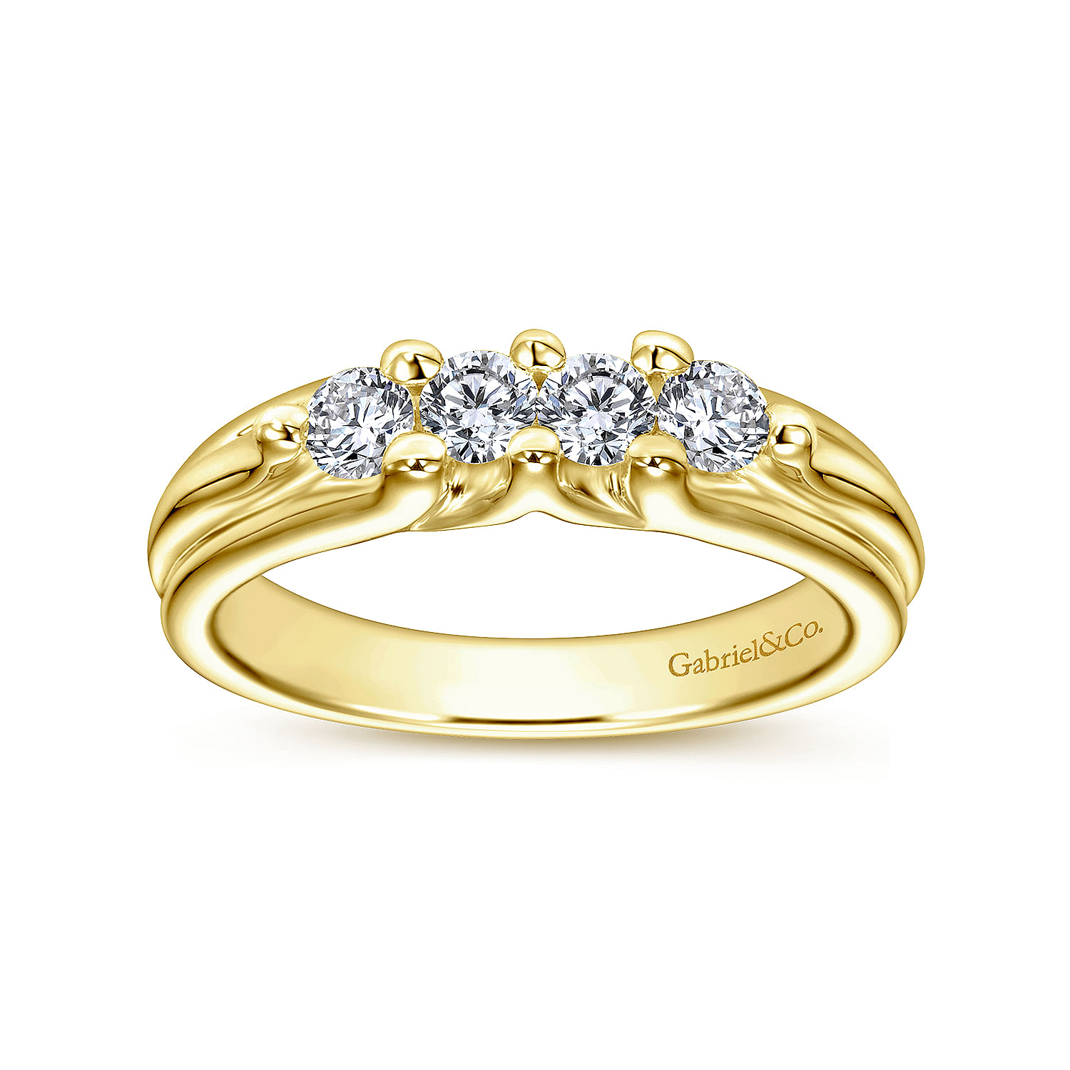 14k Yellow Gold Diamond Straight Wedding Band angle 5 14k Yellow Gold Diamond Straight Wedding Band angle 5