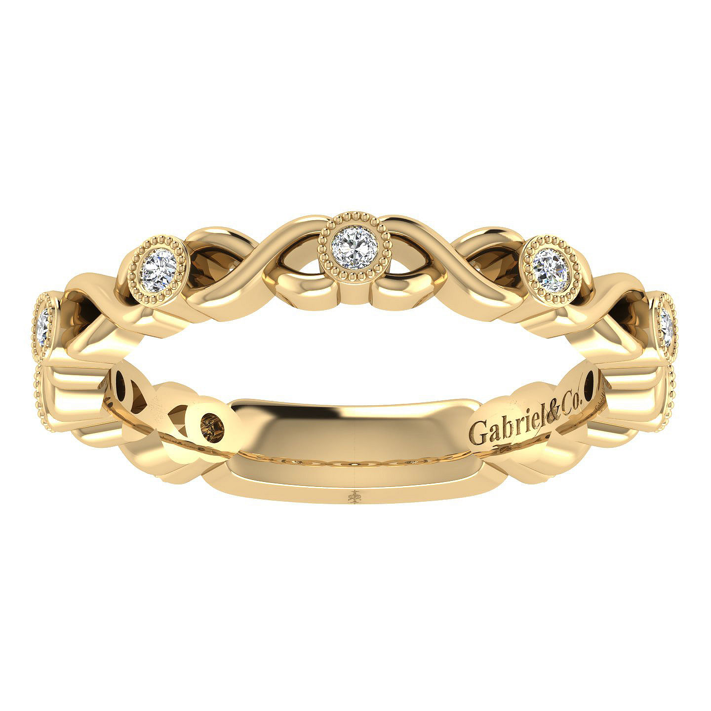 14k Yellow Gold Diamond Straight Wedding Band angle 5 14k Yellow Gold Diamond Straight Wedding Band angle 5