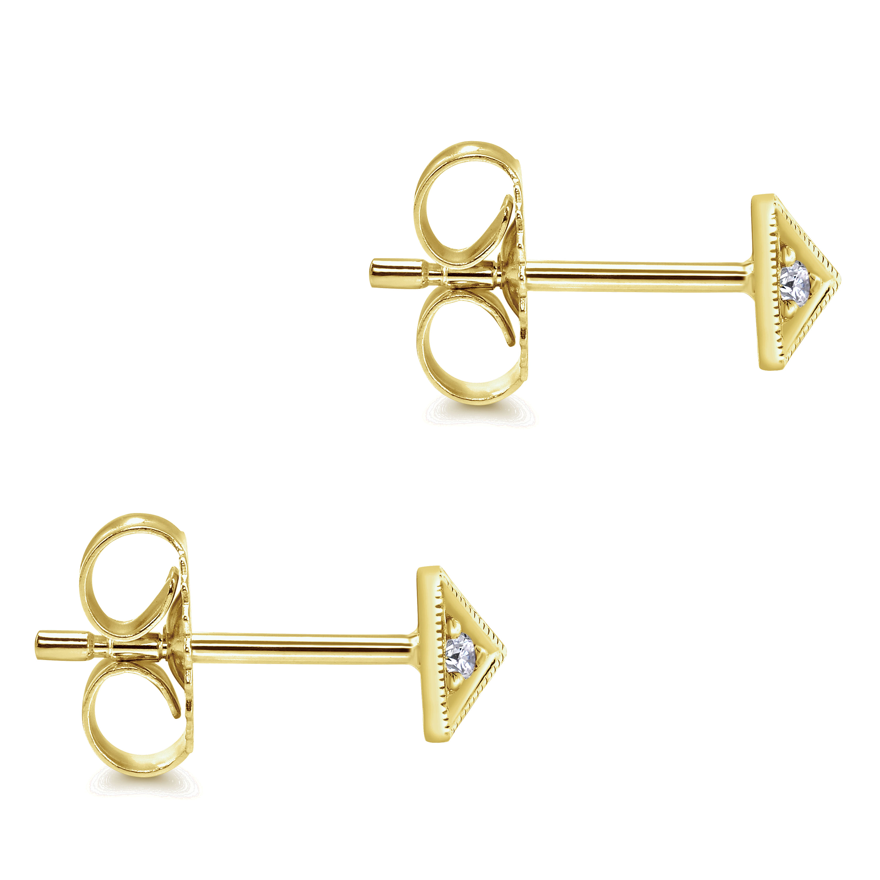 14k Yellow Gold Diamond Stud Earrings angle 3 14k Yellow Gold Diamond Stud Earrings angle 3