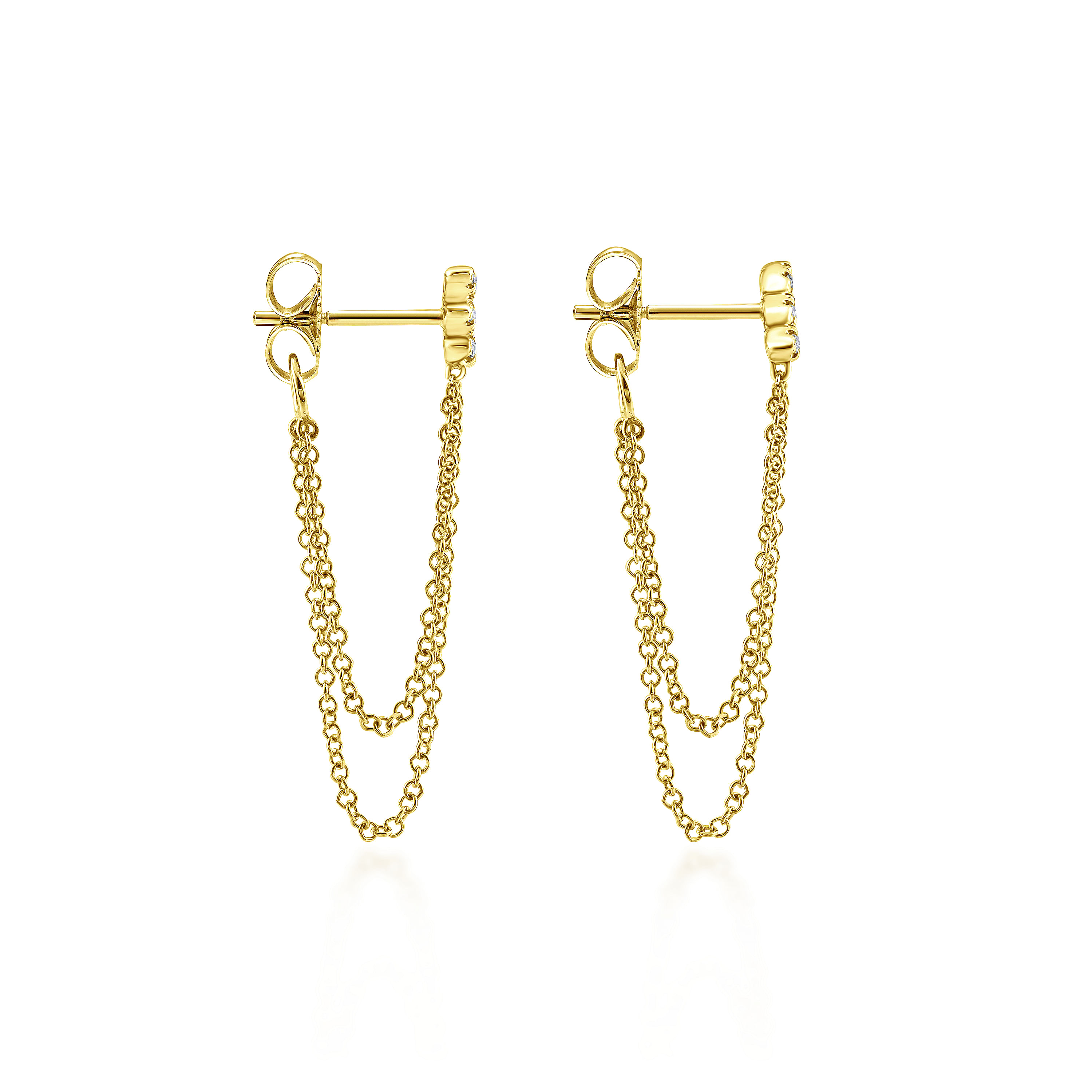 14k Yellow Gold Diamond Stud Earrings angle 3 14k Yellow Gold Diamond Stud Earrings angle 3