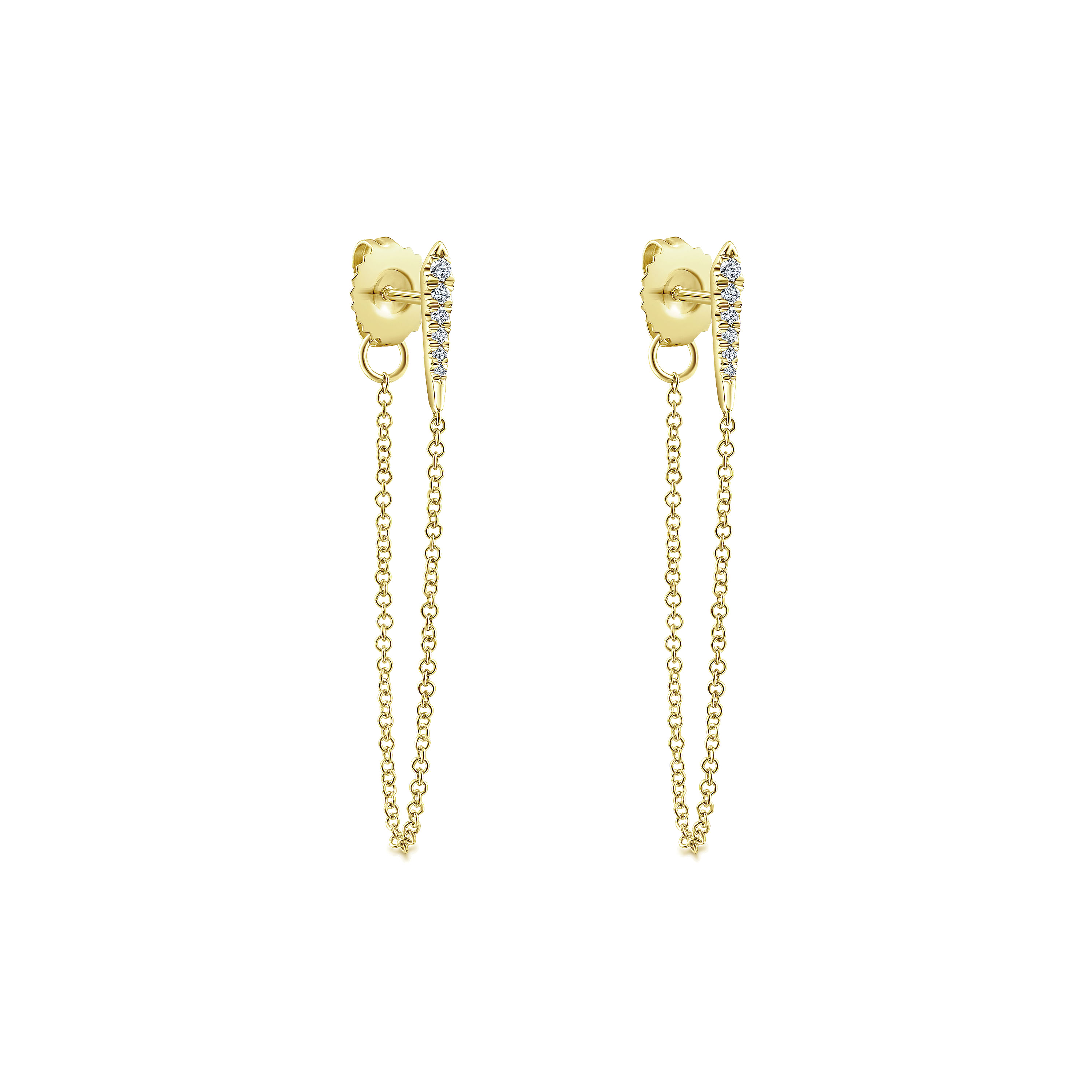 14k Yellow Gold Diamond Stud Earrings angle 2 14k Yellow Gold Diamond Stud Earrings angle 2