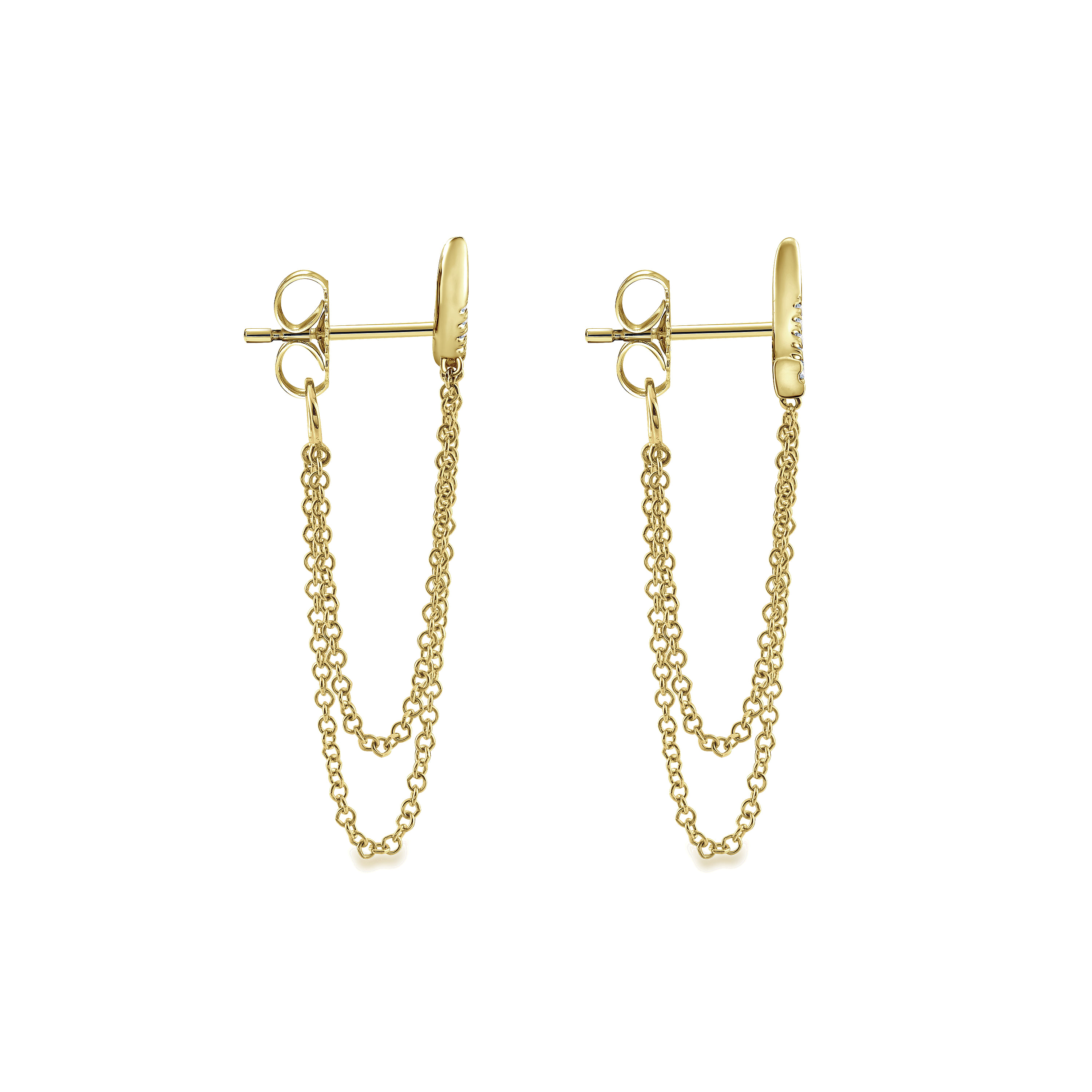 14k Yellow Gold Diamond Stud Earrings angle 3 14k Yellow Gold Diamond Stud Earrings angle 3