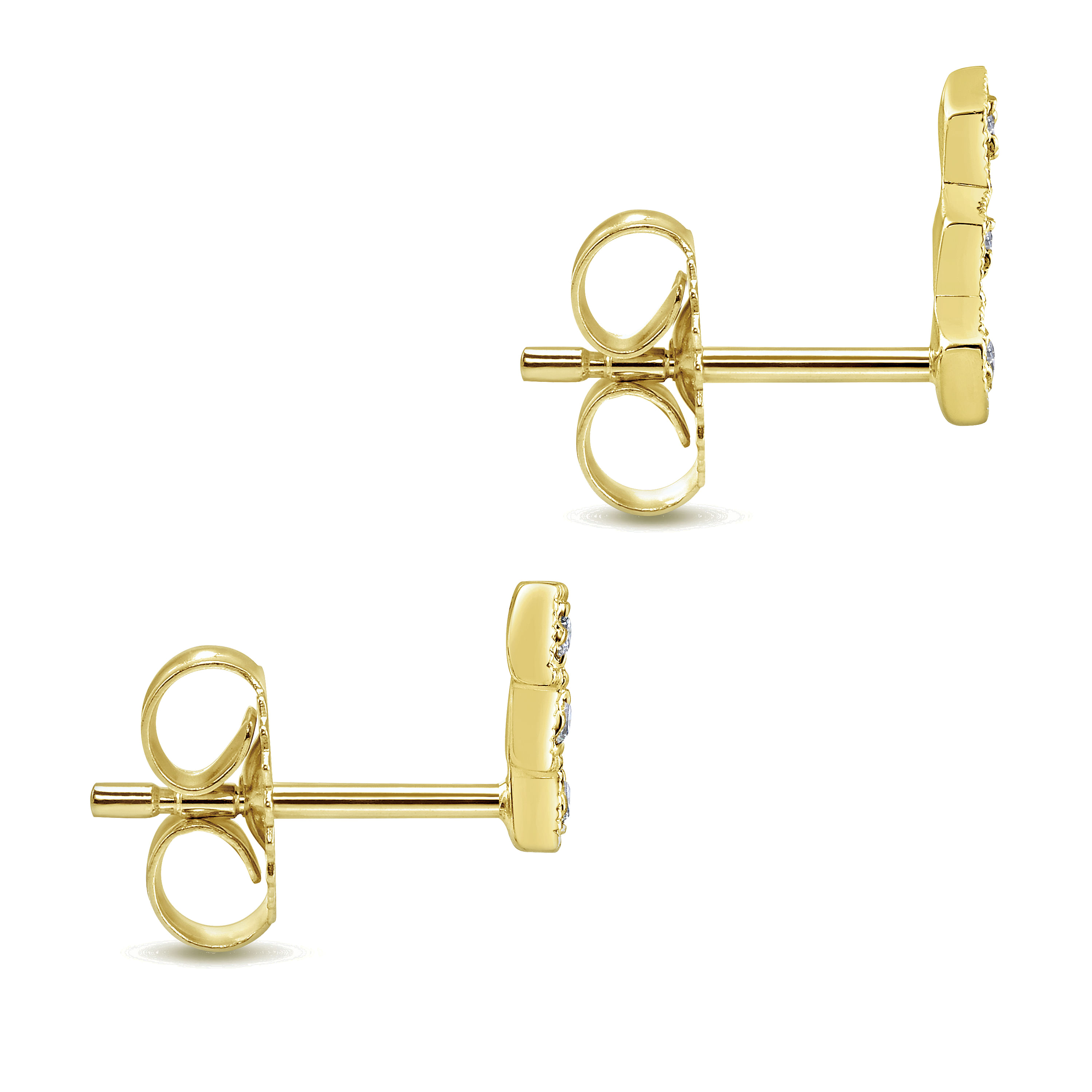 14k Yellow Gold Diamond Stud Earrings angle 3 14k Yellow Gold Diamond Stud Earrings angle 3