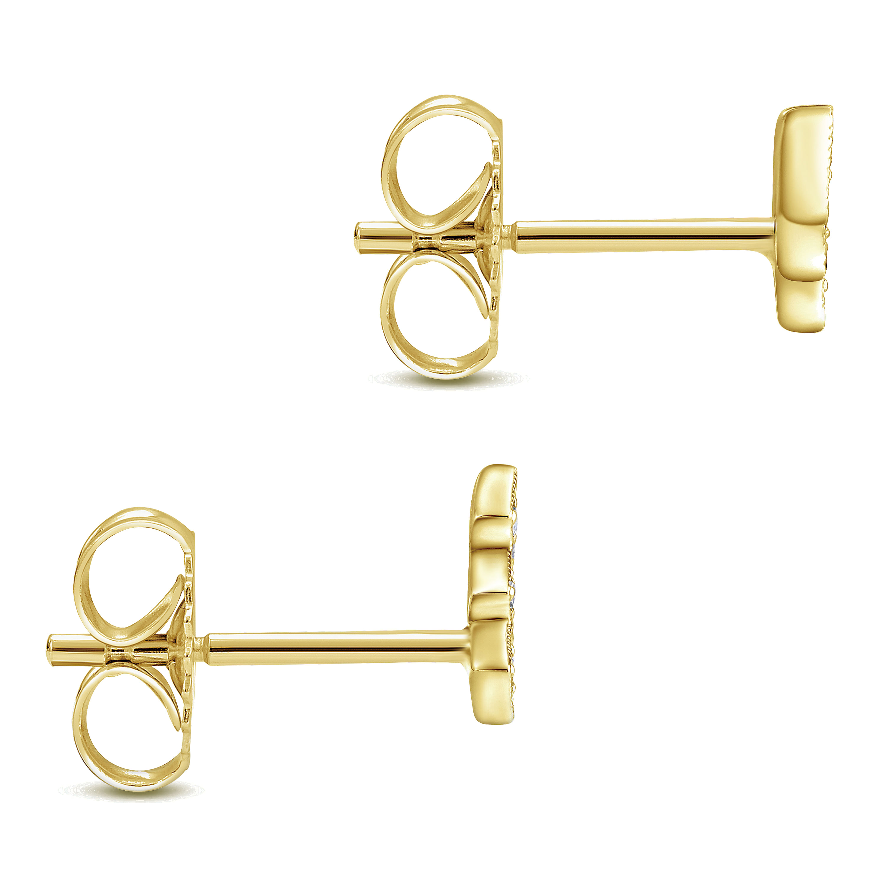 14k Yellow Gold Diamond Stud Earrings angle 3 14k Yellow Gold Diamond Stud Earrings angle 3