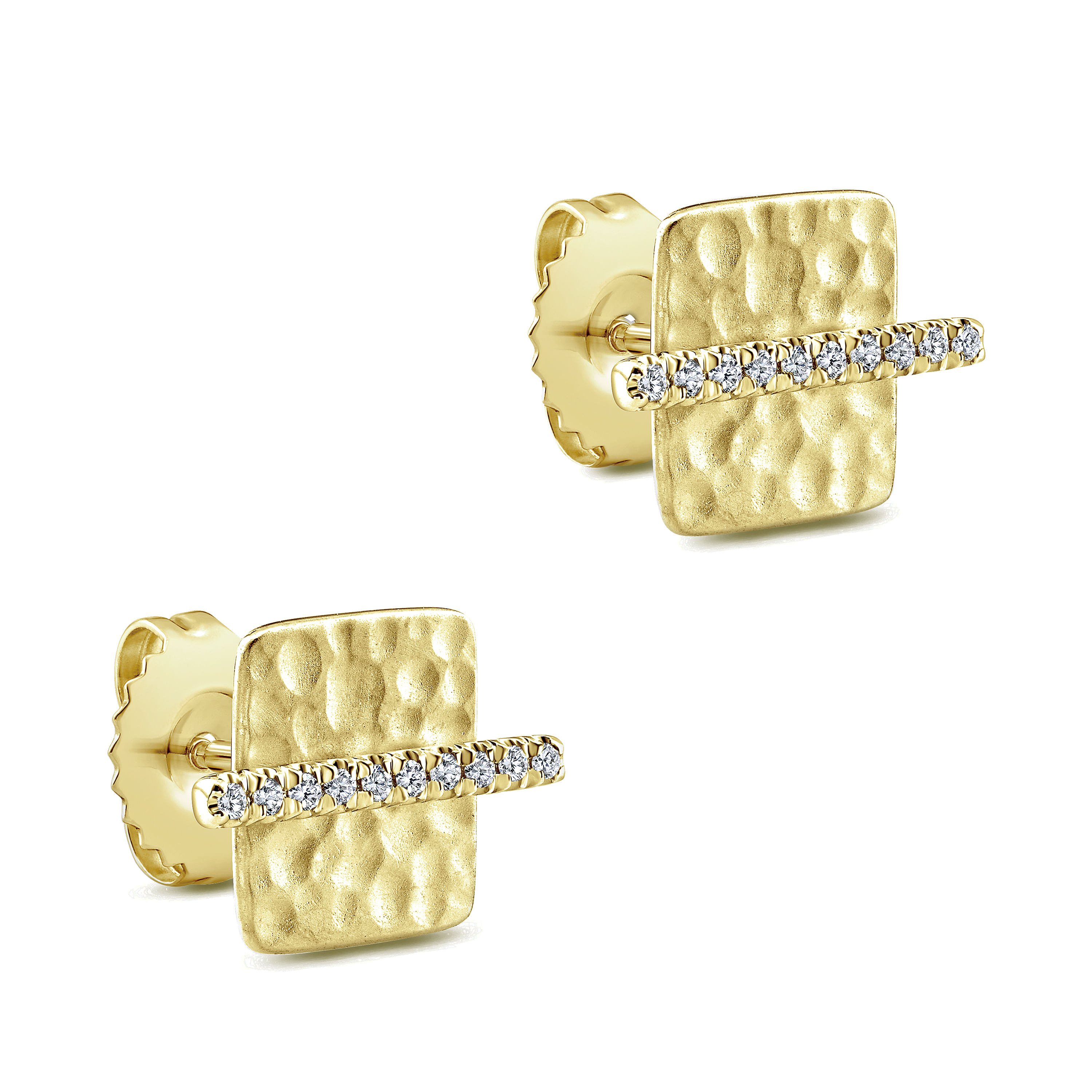 14k Yellow Gold Diamond Stud Earrings angle 2 14k Yellow Gold Diamond Stud Earrings angle 2