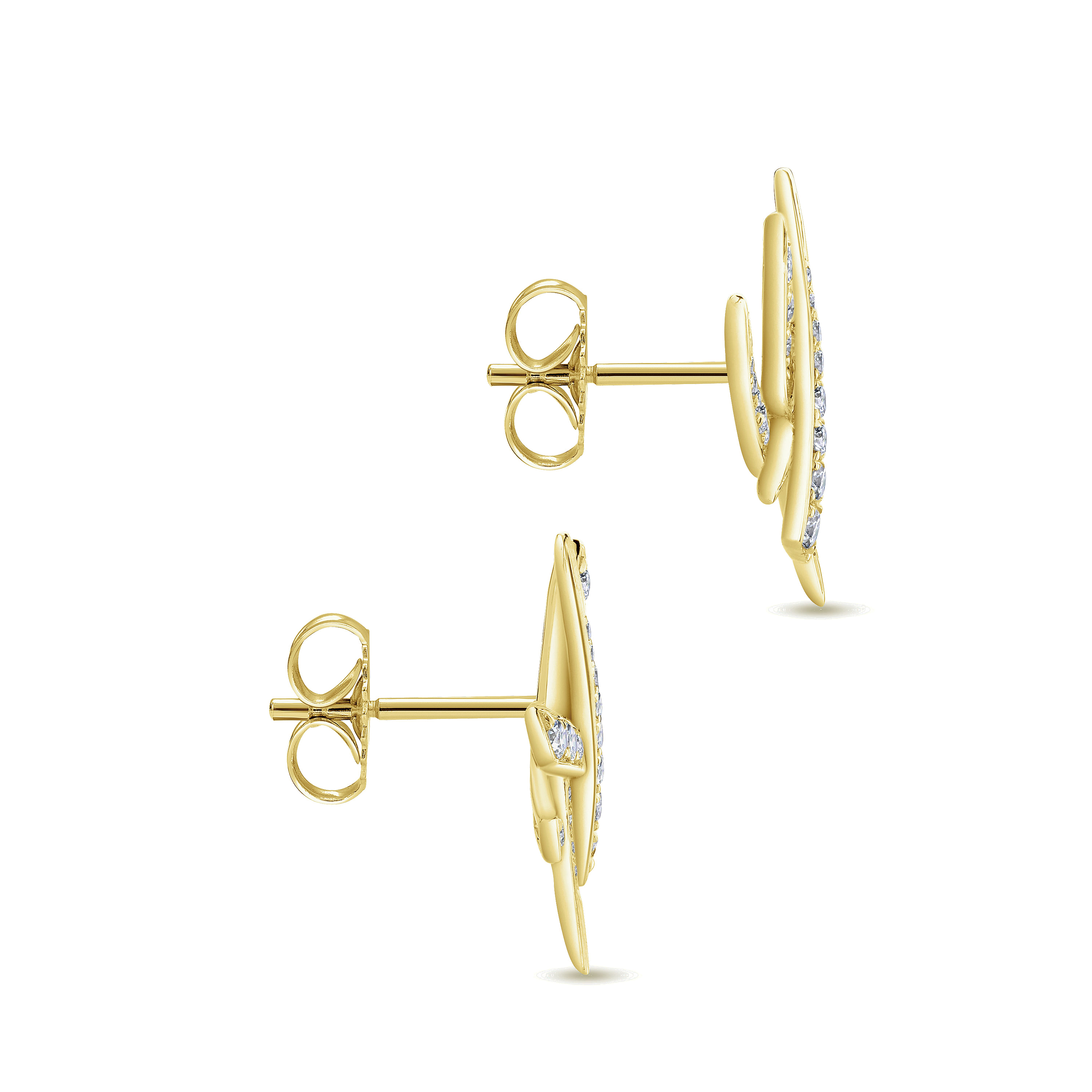 14k Yellow Gold Diamond Stud Earrings angle 3 14k Yellow Gold Diamond Stud Earrings angle 3