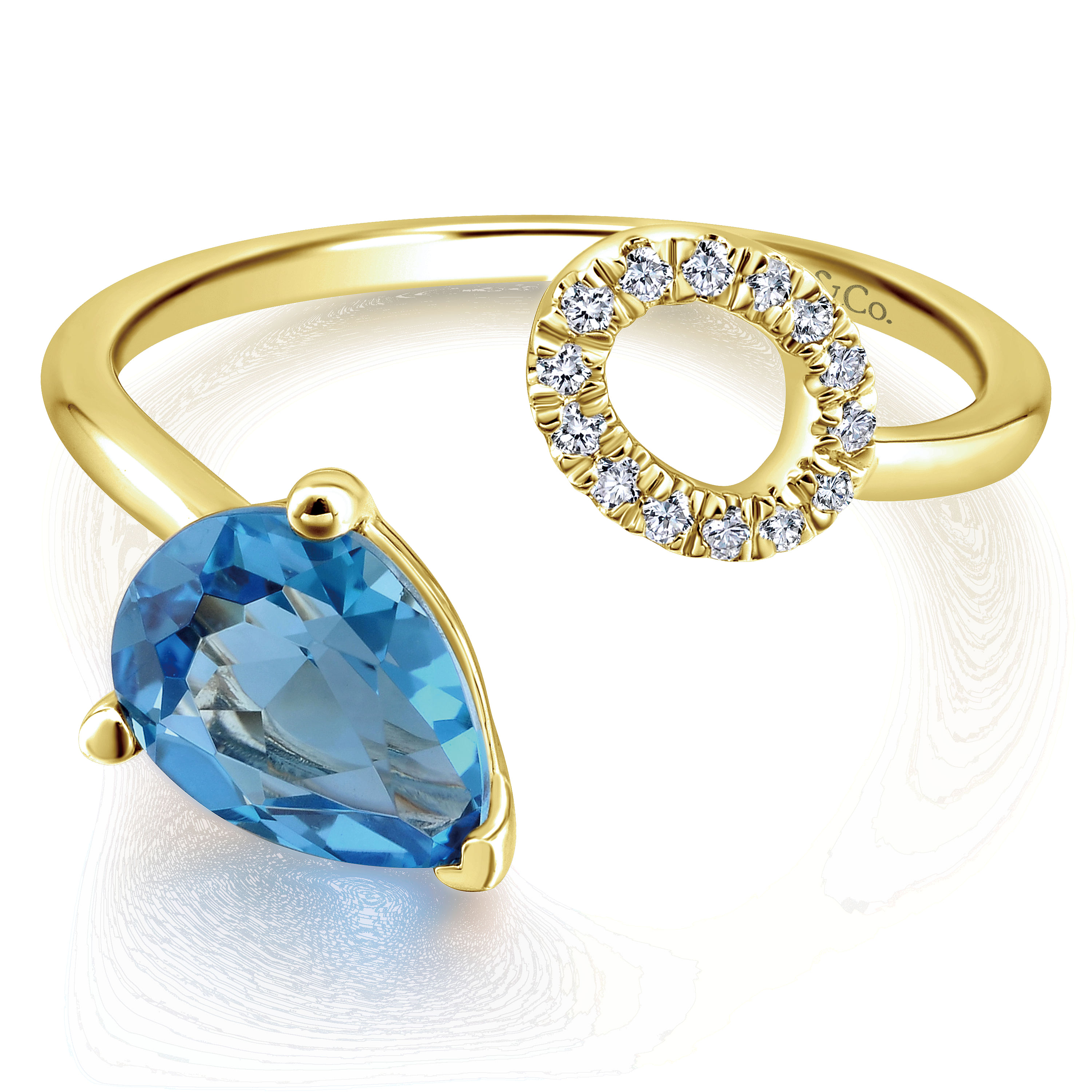 14k Yellow Gold Diamond Swiss Blue Topaz Fashion 14k Yellow Gold Diamond Swiss Blue Topaz Fashion