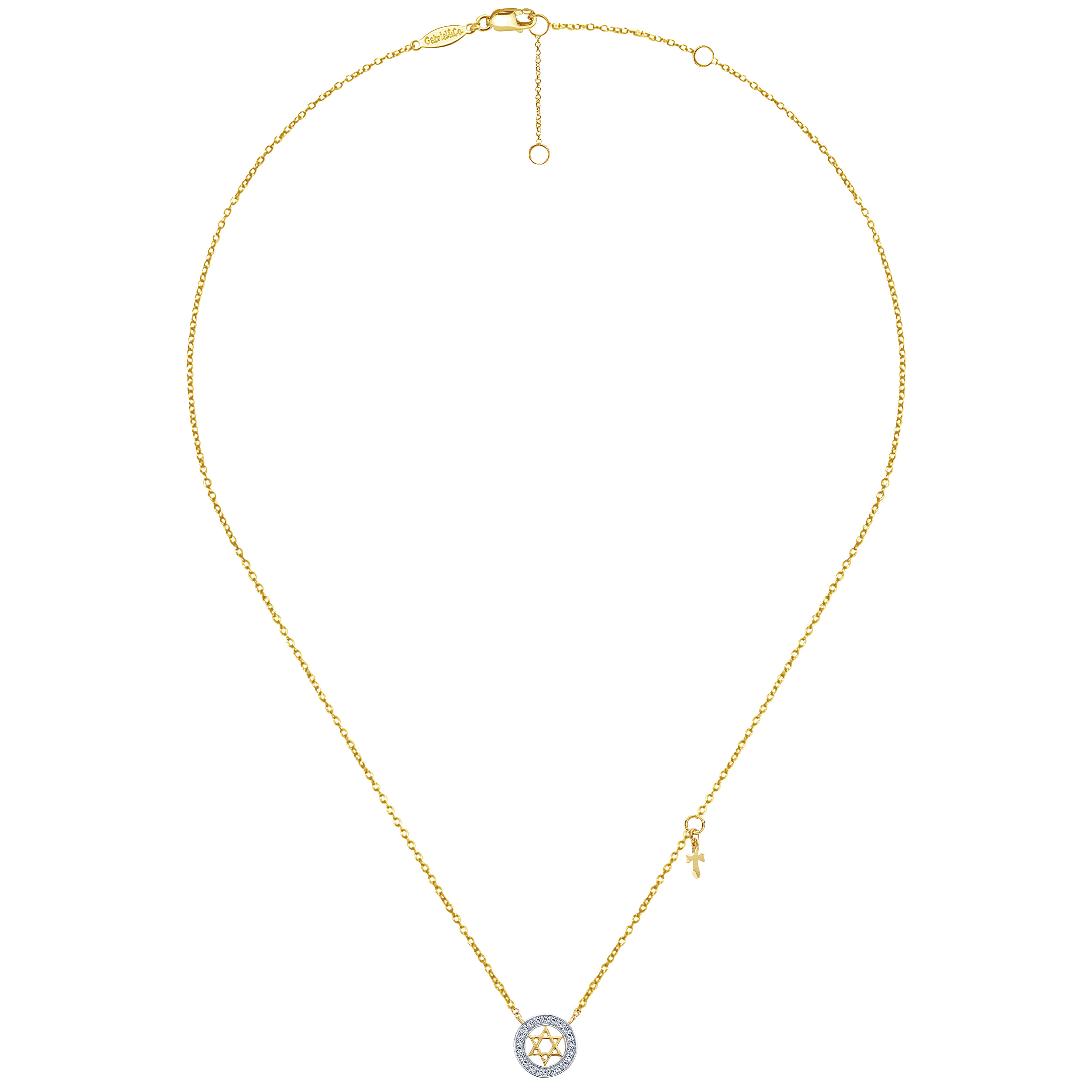 14k Yellow Gold Faith Star Of David Necklace angle 2 14k Yellow Gold Faith Star Of David Necklace angle 2
