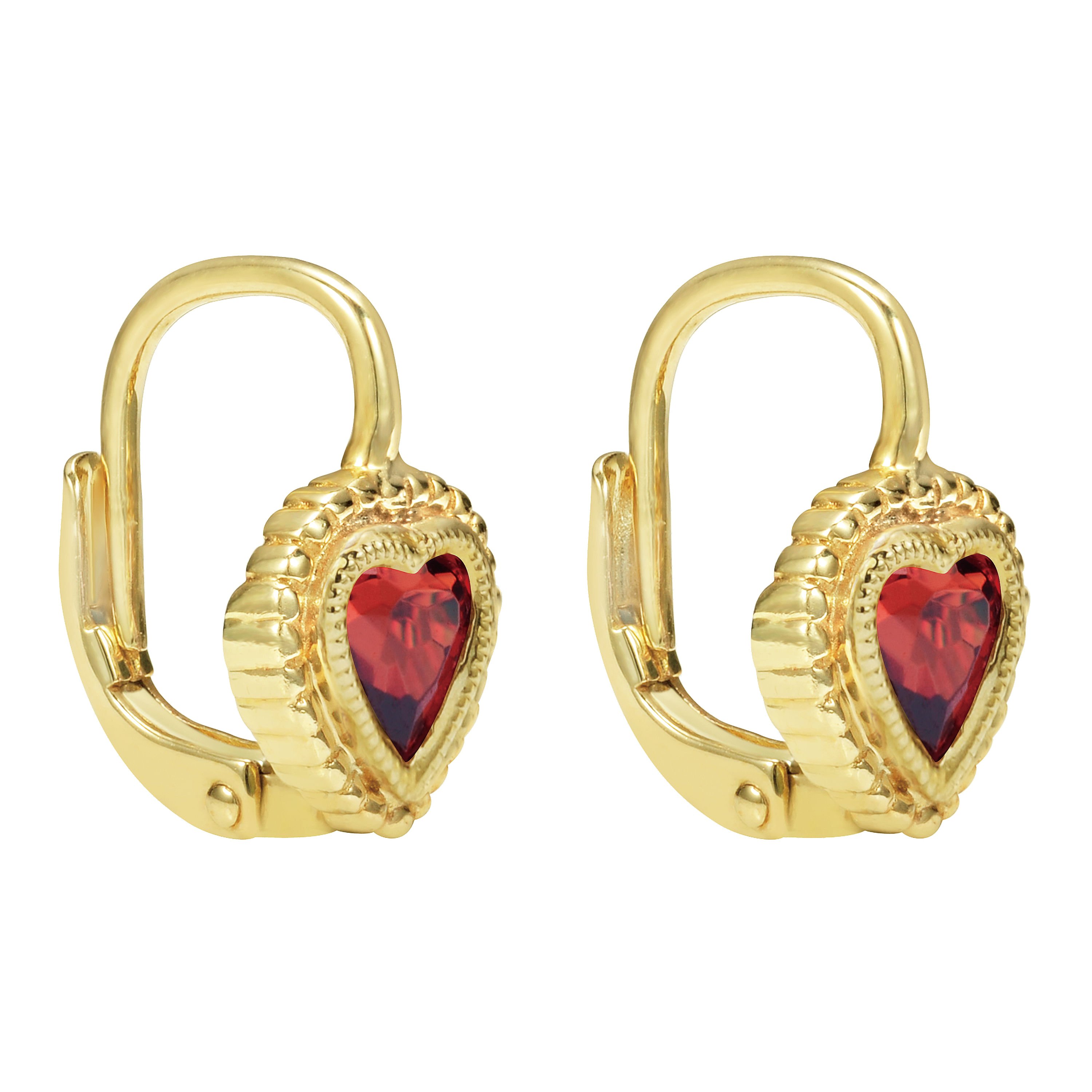 14k Yellow Gold Garnet Drop Earrings angle 2 14k Yellow Gold Garnet Drop Earrings angle 2