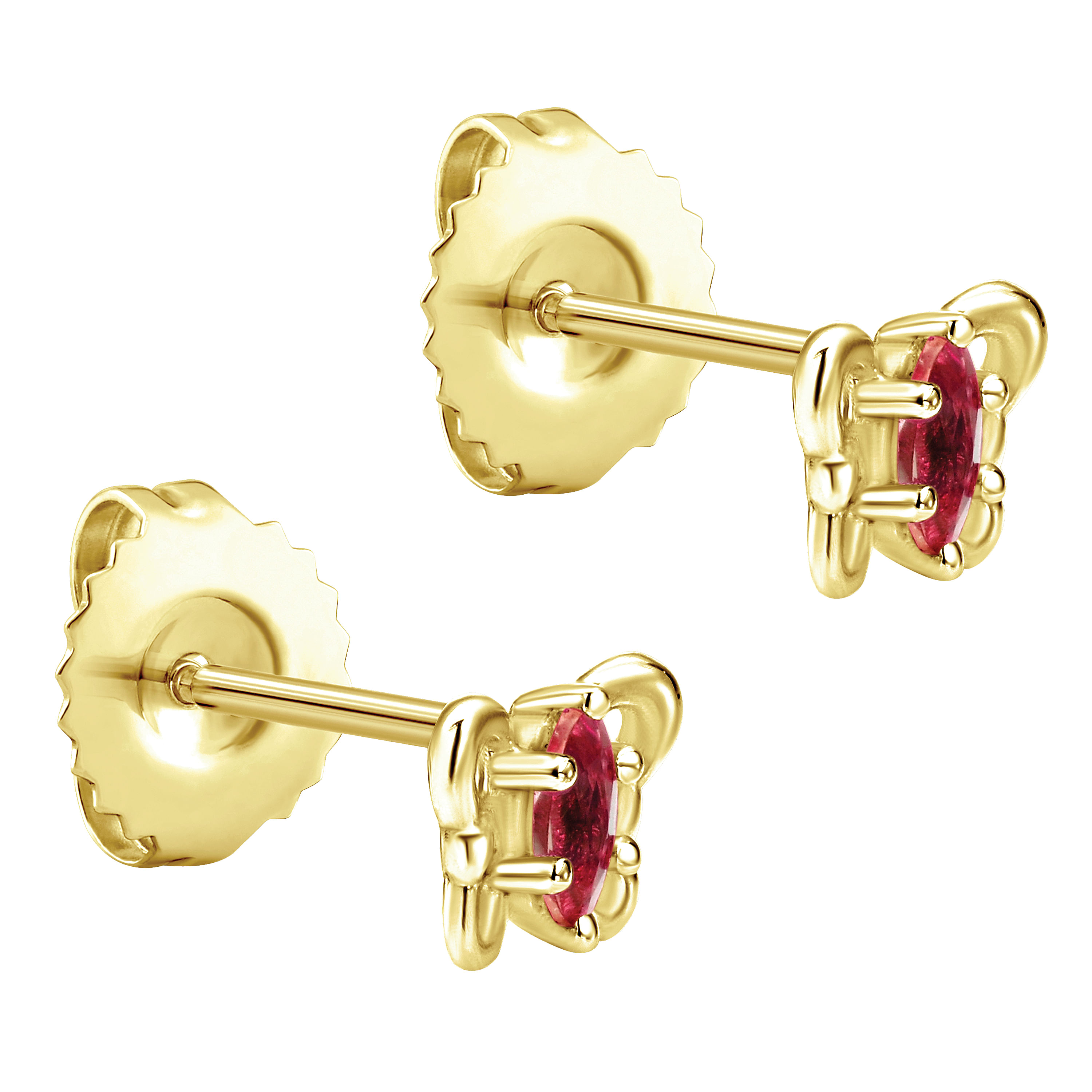 14k Yellow Gold Garnet Stud Earrings angle 2 14k Yellow Gold Garnet Stud Earrings angle 2