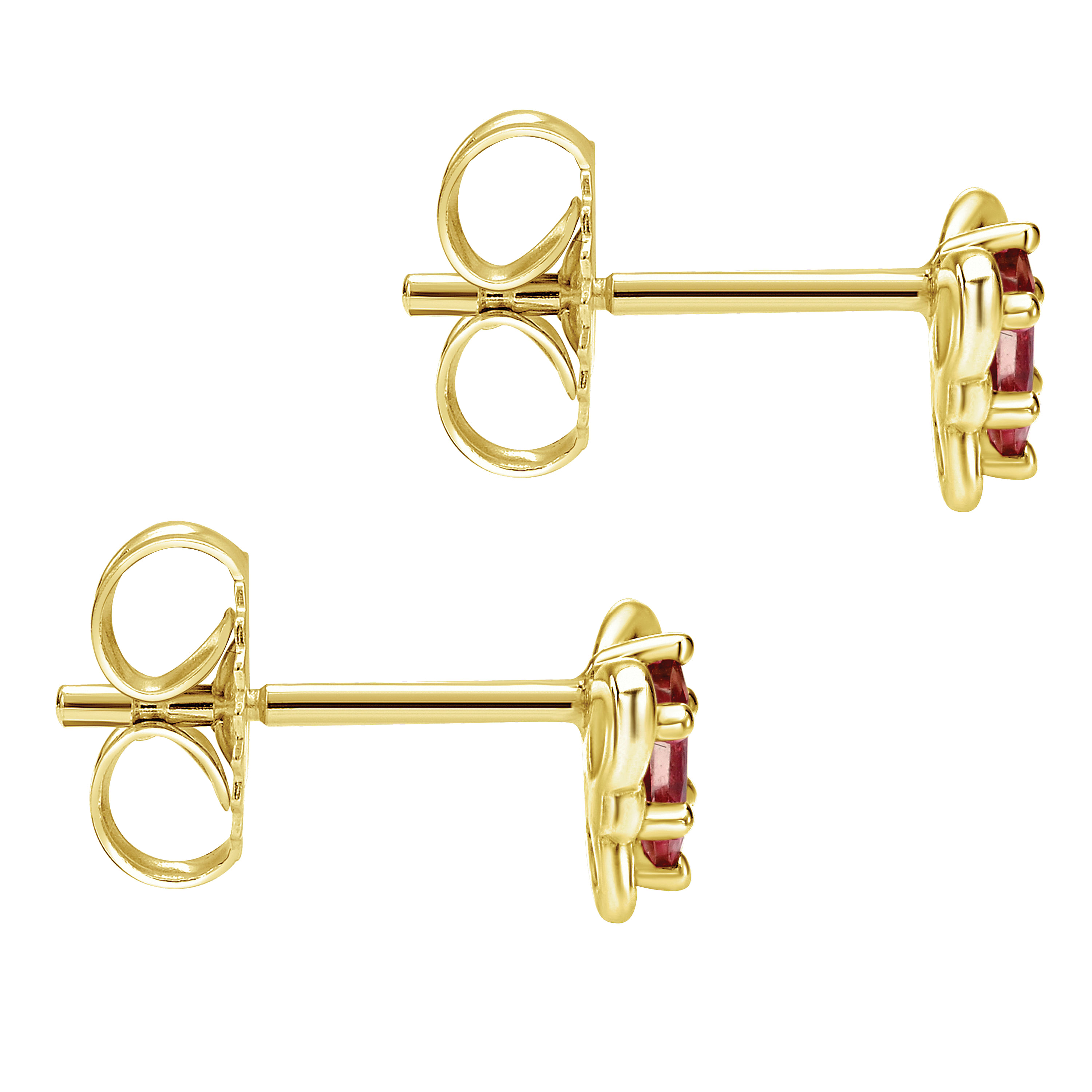 14k Yellow Gold Garnet Stud Earrings angle 3 14k Yellow Gold Garnet Stud Earrings angle 3