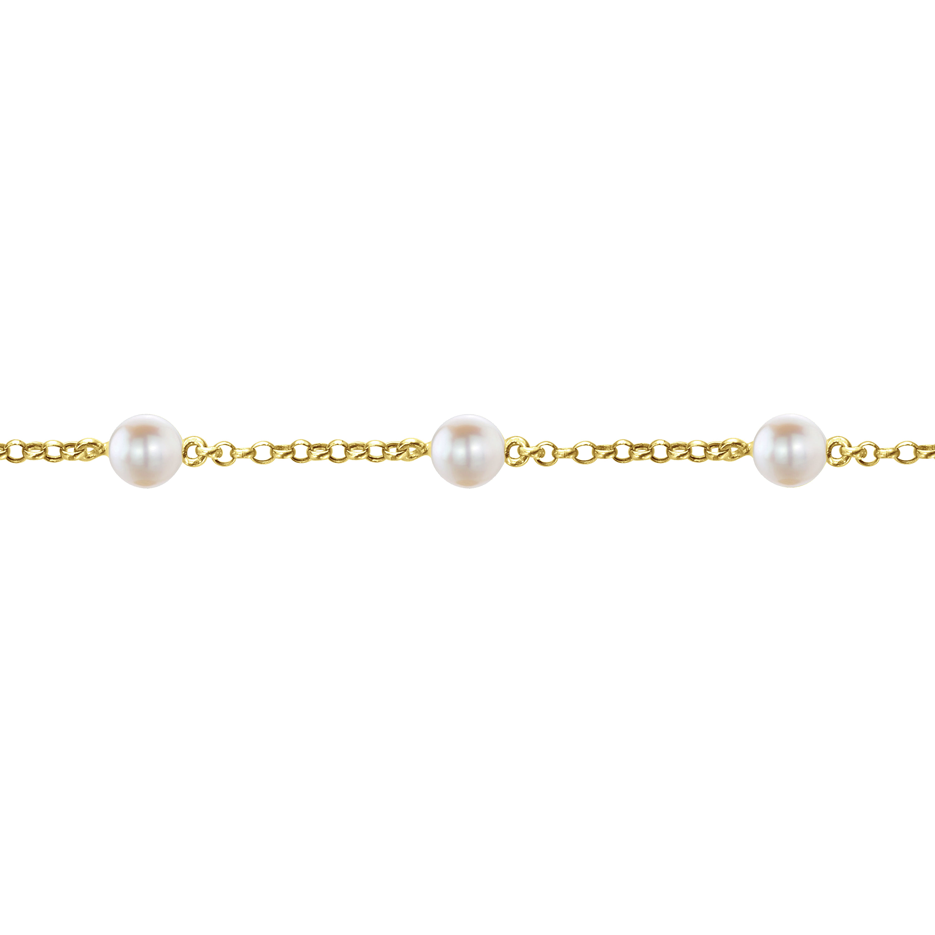 14k Yellow Gold Pearl Chain Bracelet angle 2 14k Yellow Gold Pearl Chain Bracelet angle 2