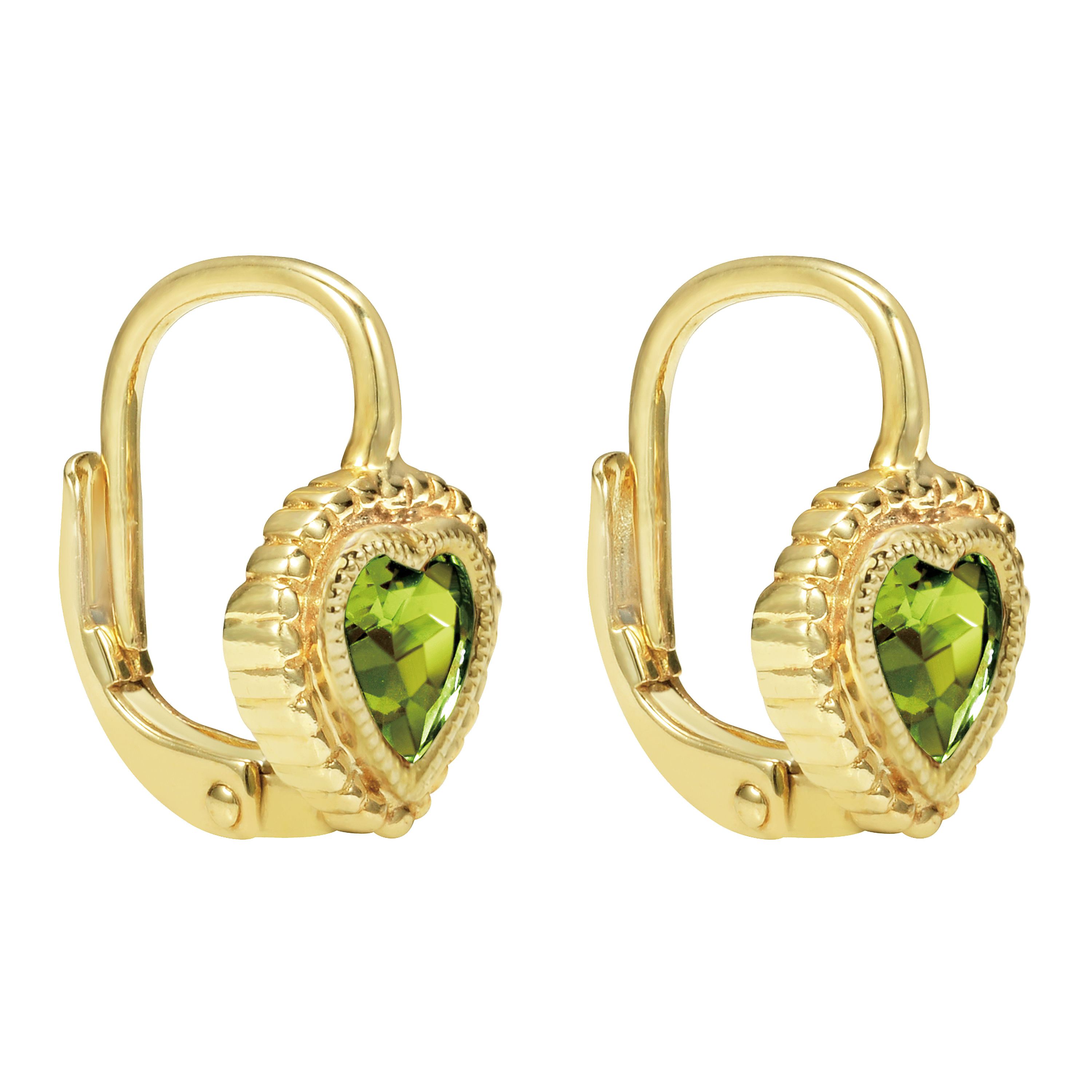 14k Yellow Gold Peridot Drop Earrings angle 2 14k Yellow Gold Peridot Drop Earrings angle 2