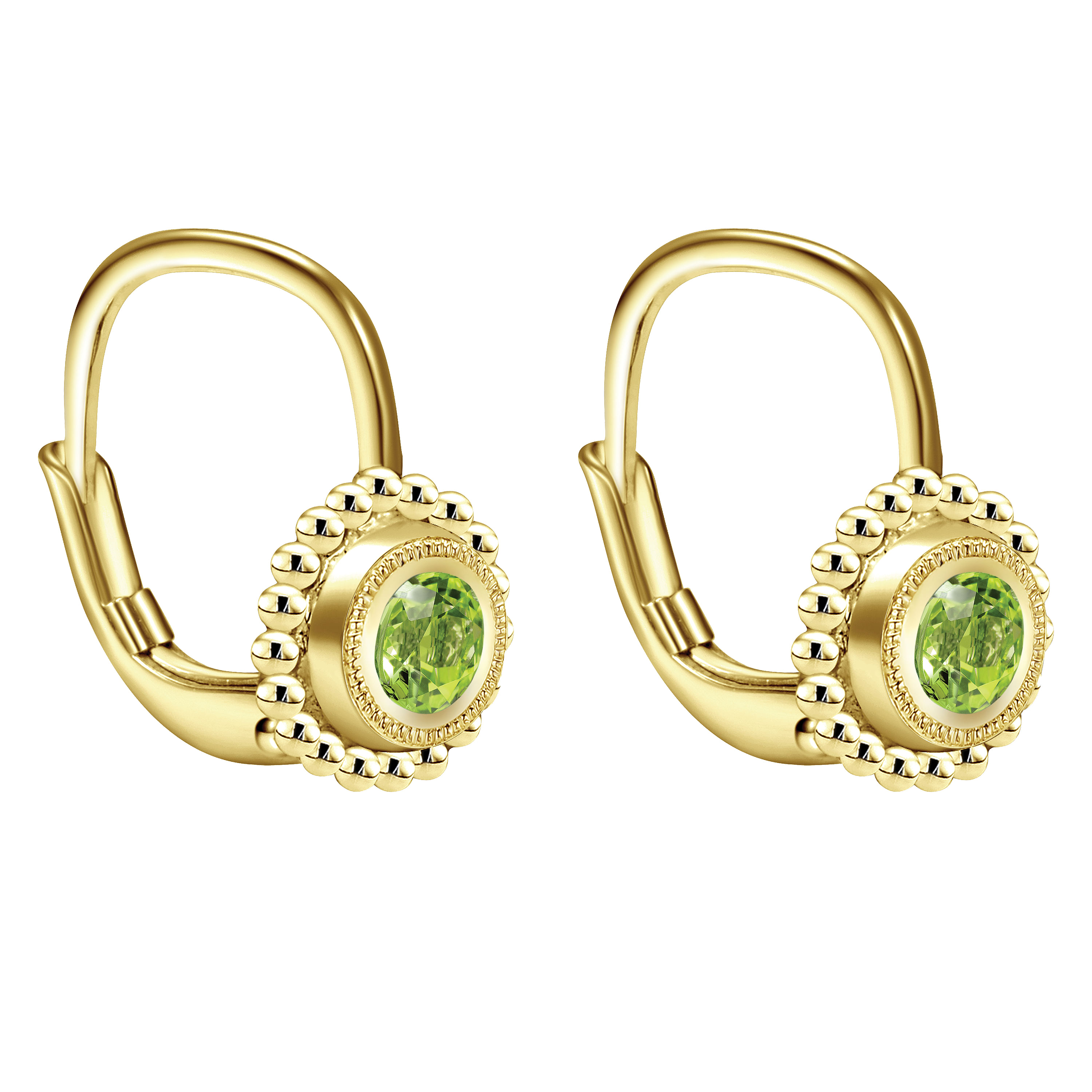 14k Yellow Gold Peridot Drop Earrings angle 2 14k Yellow Gold Peridot Drop Earrings angle 2
