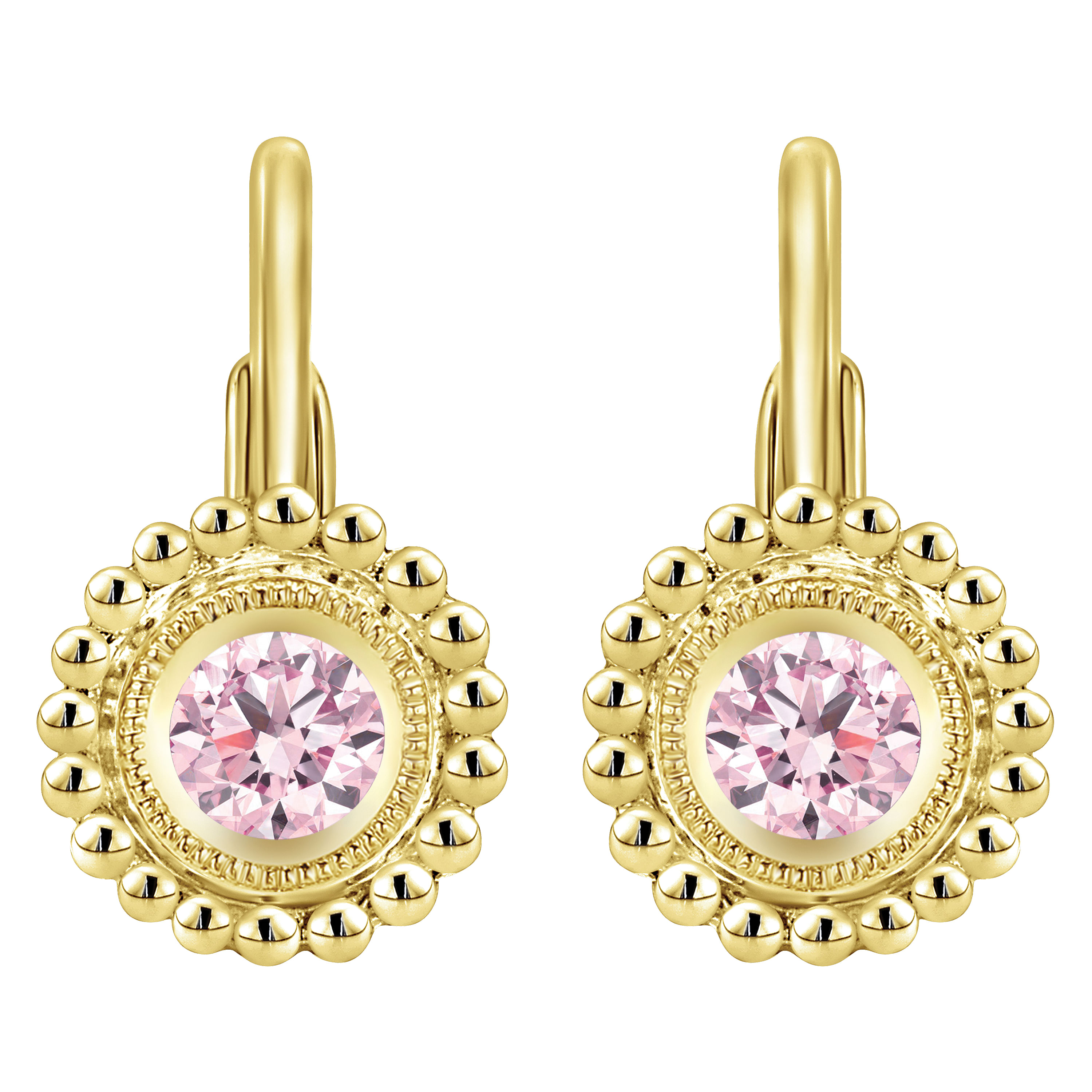 14k Yellow Gold Pink Created Zircon Drop 14k Yellow Gold Pink Created Zircon Drop