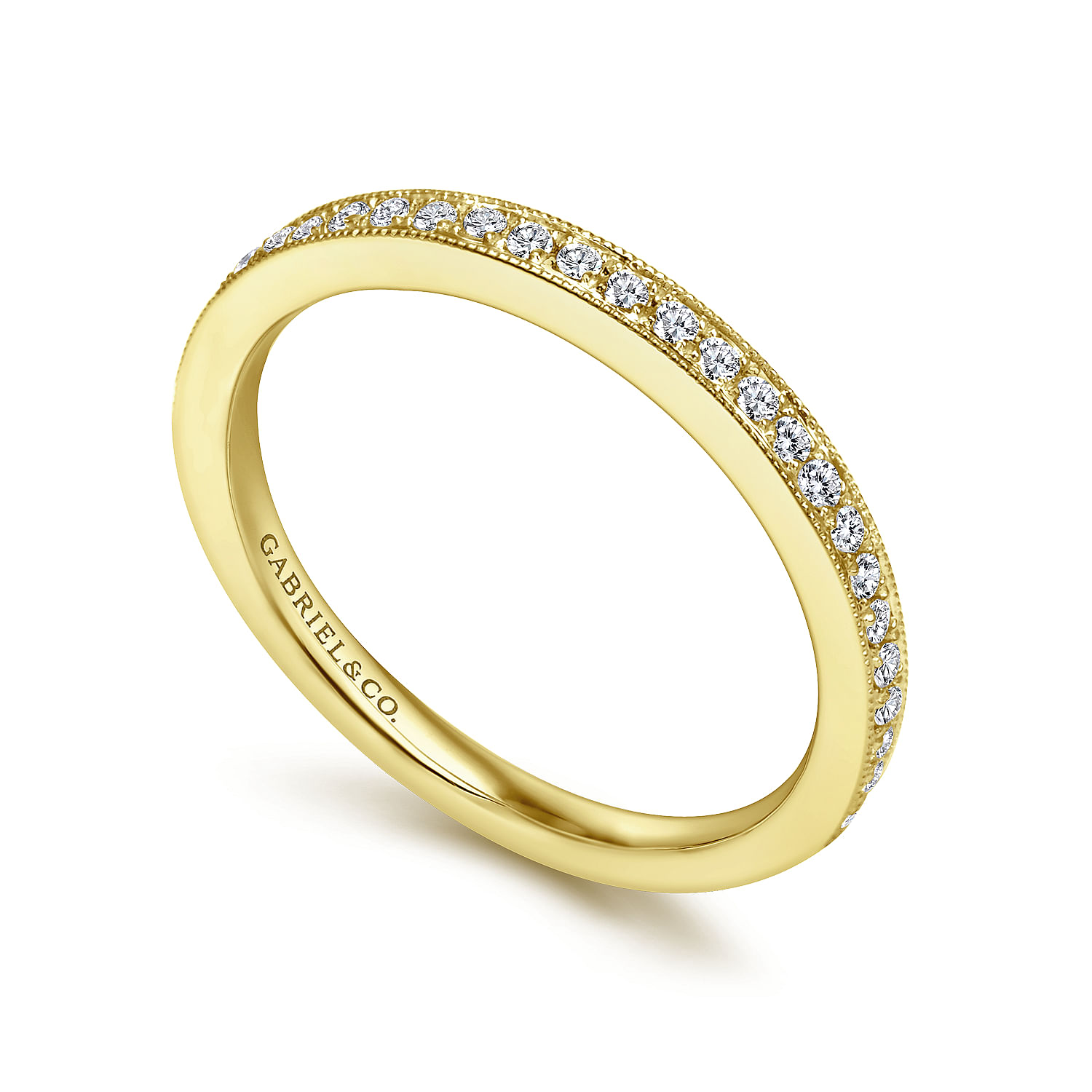 14k Yellow Gold Victorian Straight Wedding Band angle 3 14k Yellow Gold Victorian Straight Wedding Band angle 3