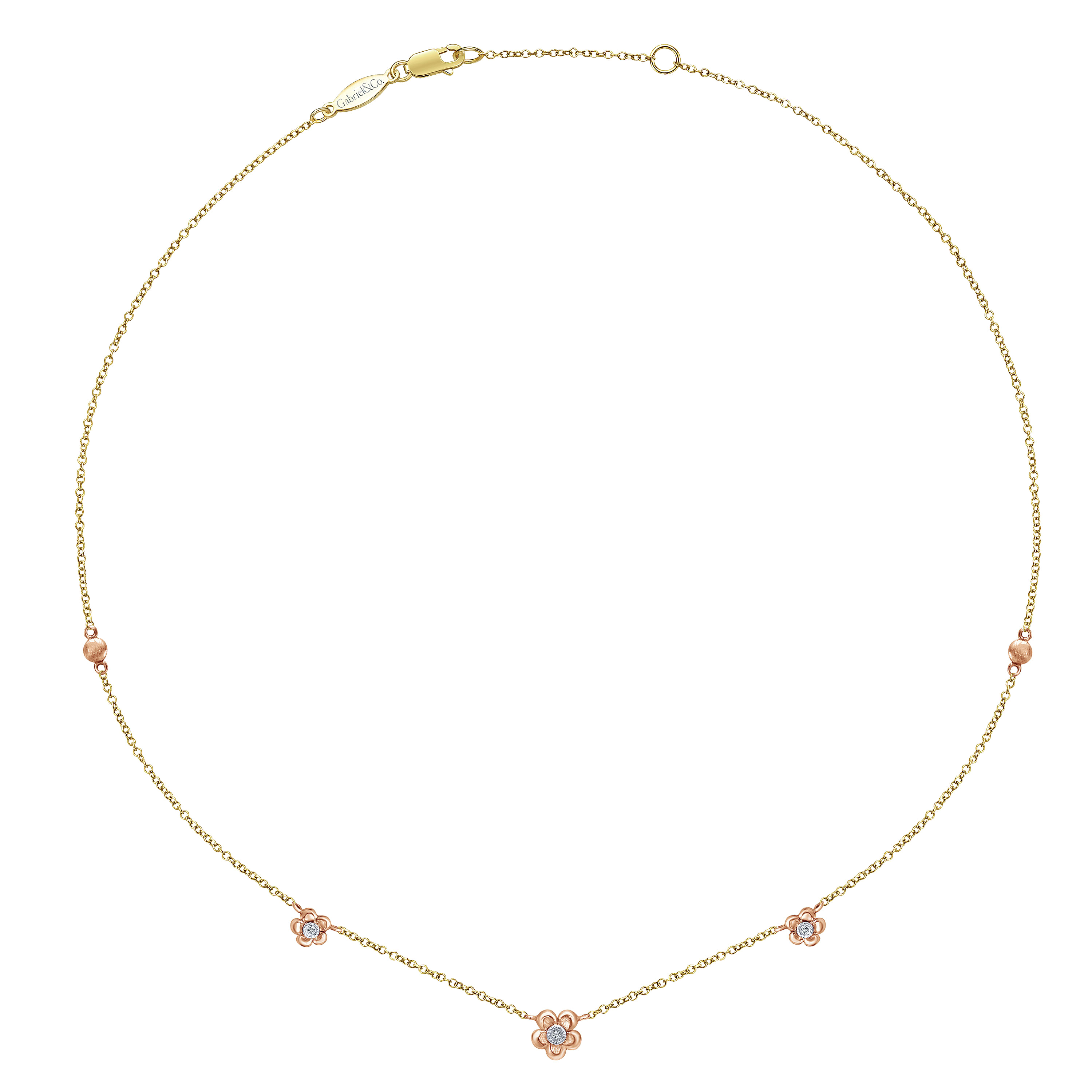 14k Yellow/pink Gold Diamond Fashion Necklace angle 2 14k Yellow/pink Gold Diamond Fashion Necklace angle 2