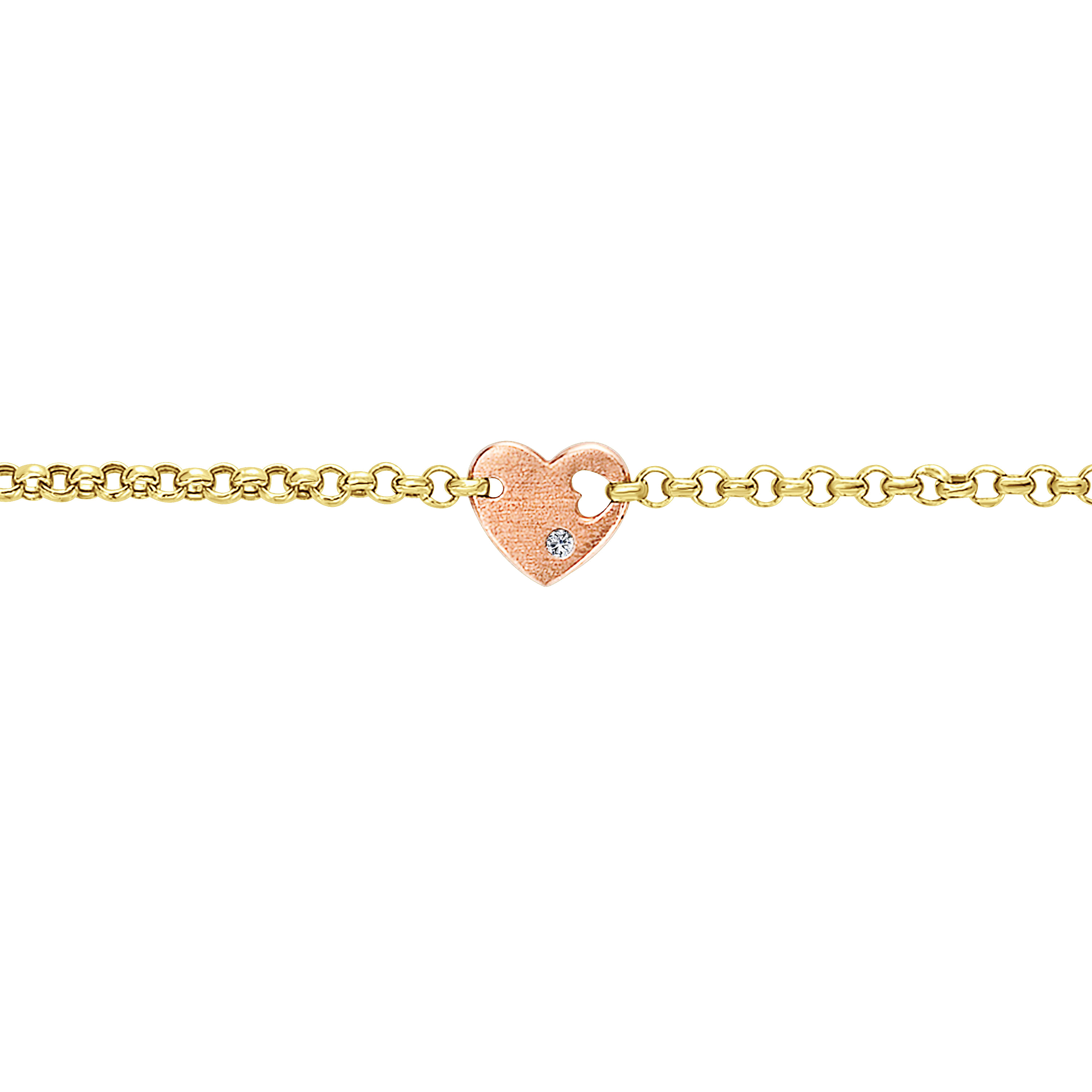 14k Yellow/pink Gold Diamond Heart Bracelet angle 2 14k Yellow/pink Gold Diamond Heart Bracelet angle 2