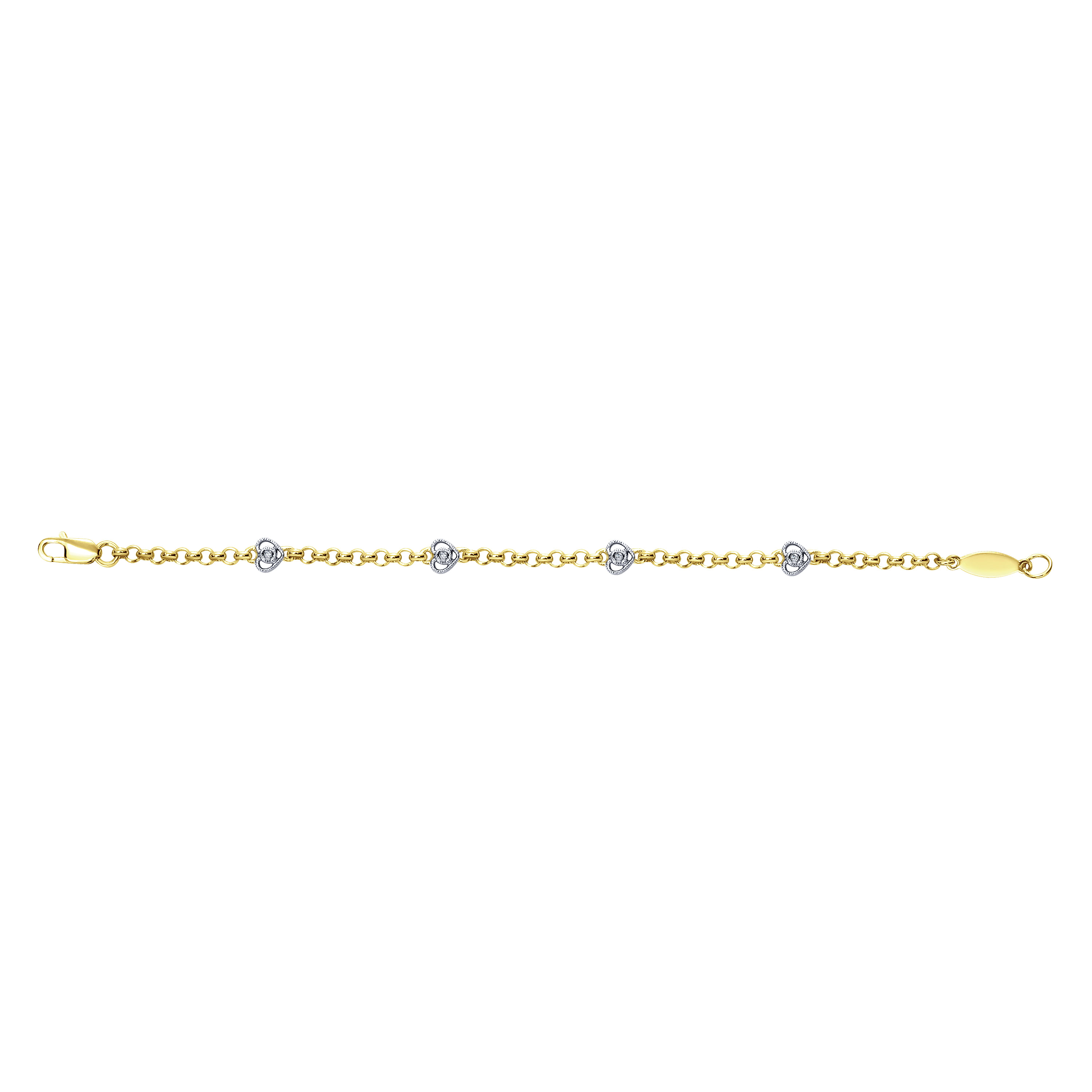 14k Yellow/white Gold Diamond Chain Bracelet angle 3 14k Yellow/white Gold Diamond Chain Bracelet angle 3