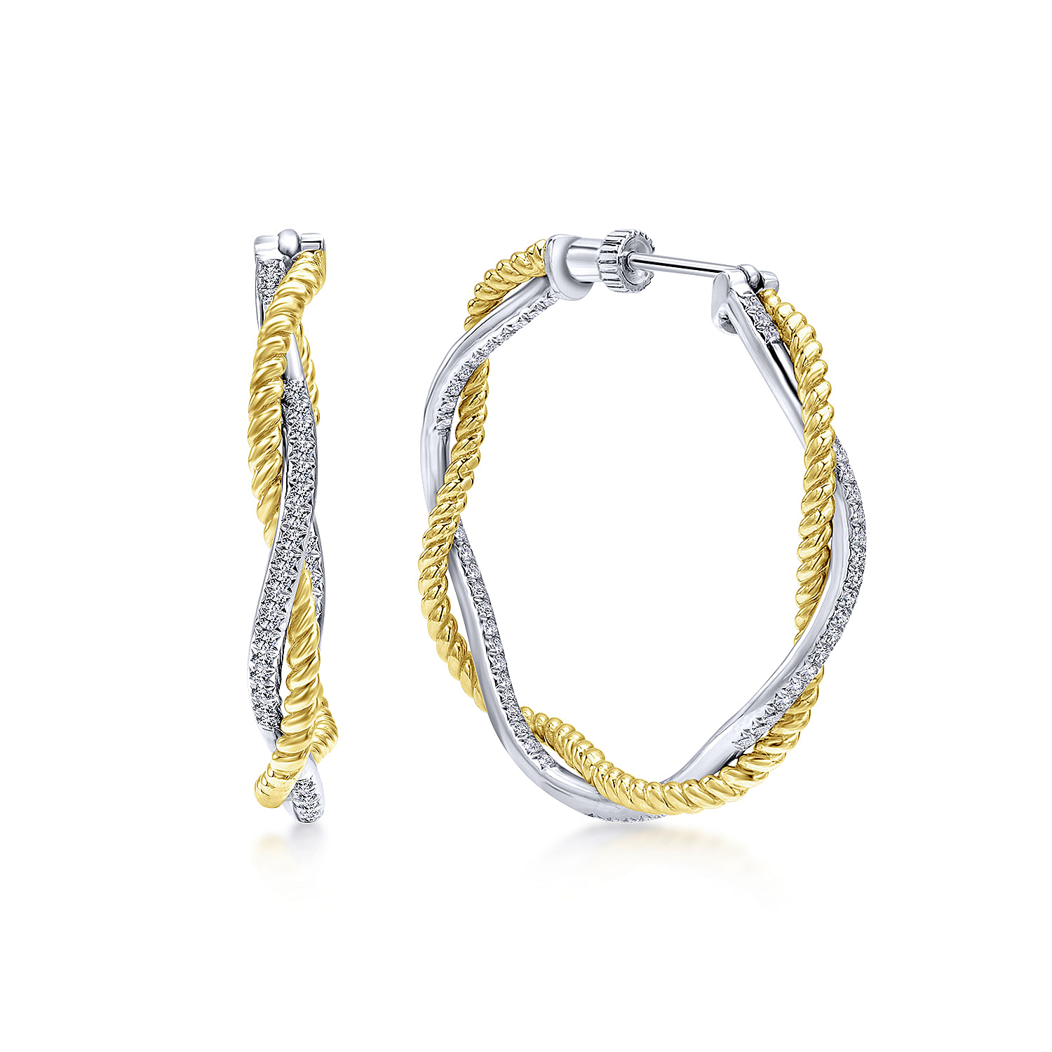 14k Yellow/white Gold Diamond Classic Hoop 14k Yellow/white Gold Diamond Classic Hoop