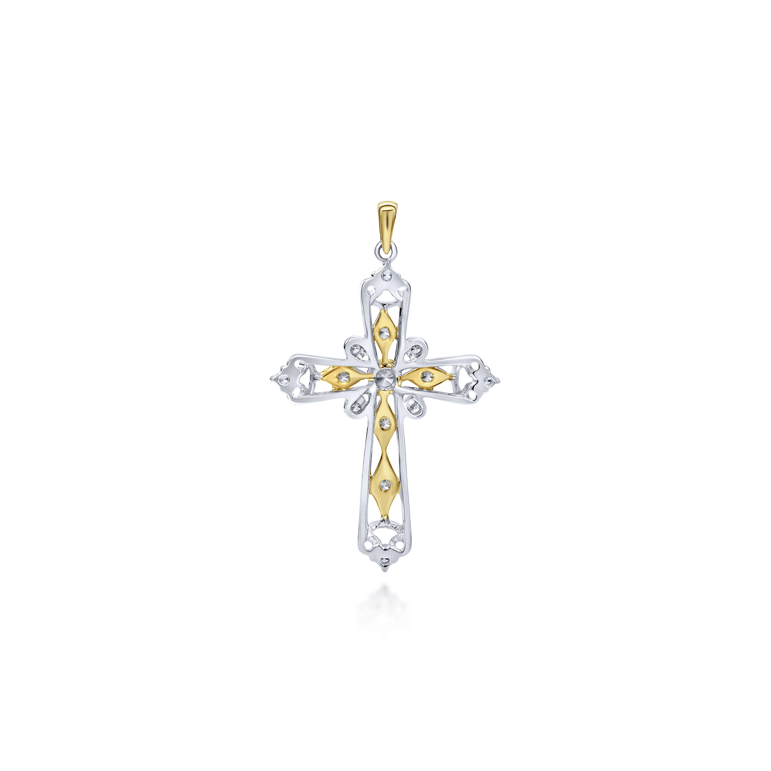 14k Yellow/white Gold Diamond Cross Cross Pendant angle 2 14k Yellow/white Gold Diamond Cross Cross Pendant angle 2