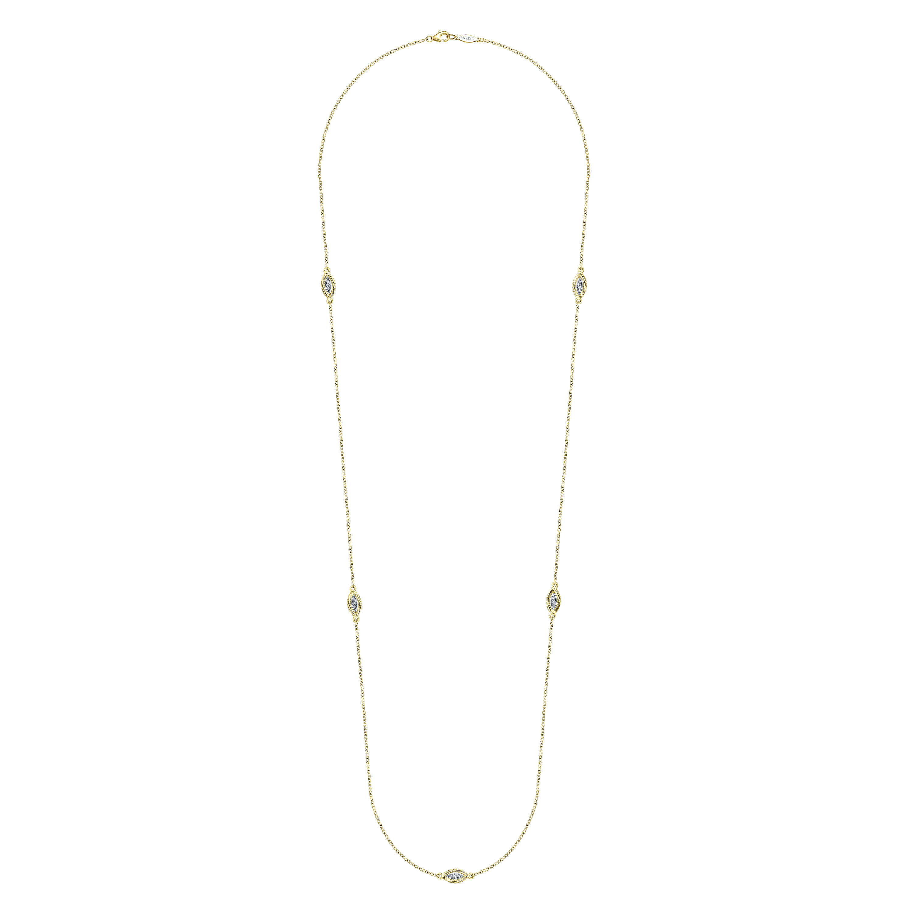 14k Yellow/white Gold Diamond Diamond By The Yard Necklace angle 2 14k Yellow/white Gold Diamond Diamond By The Yard Necklace angle 2