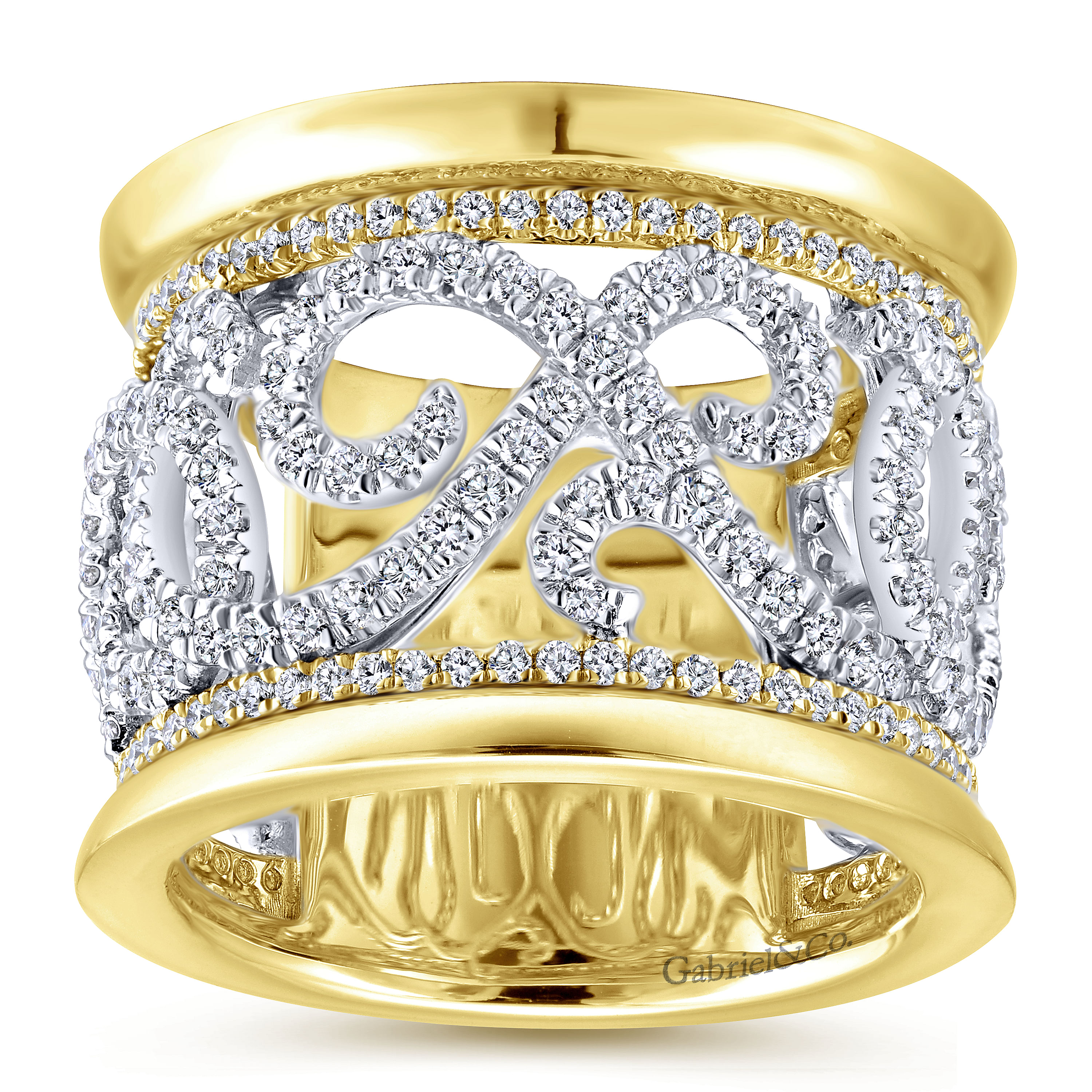 14k Yellow/white Gold Diamond Fancy Anniversary Band angle 5 14k Yellow/white Gold Diamond Fancy Anniversary Band angle 5