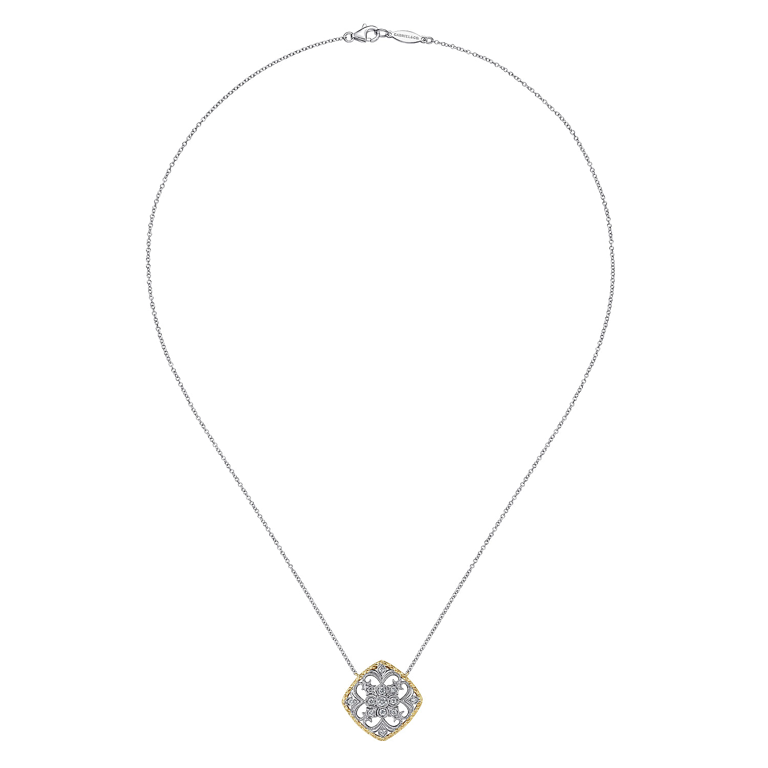 14k Yellow/white Gold Diamond Fashion Necklace angle 2 14k Yellow/white Gold Diamond Fashion Necklace angle 2