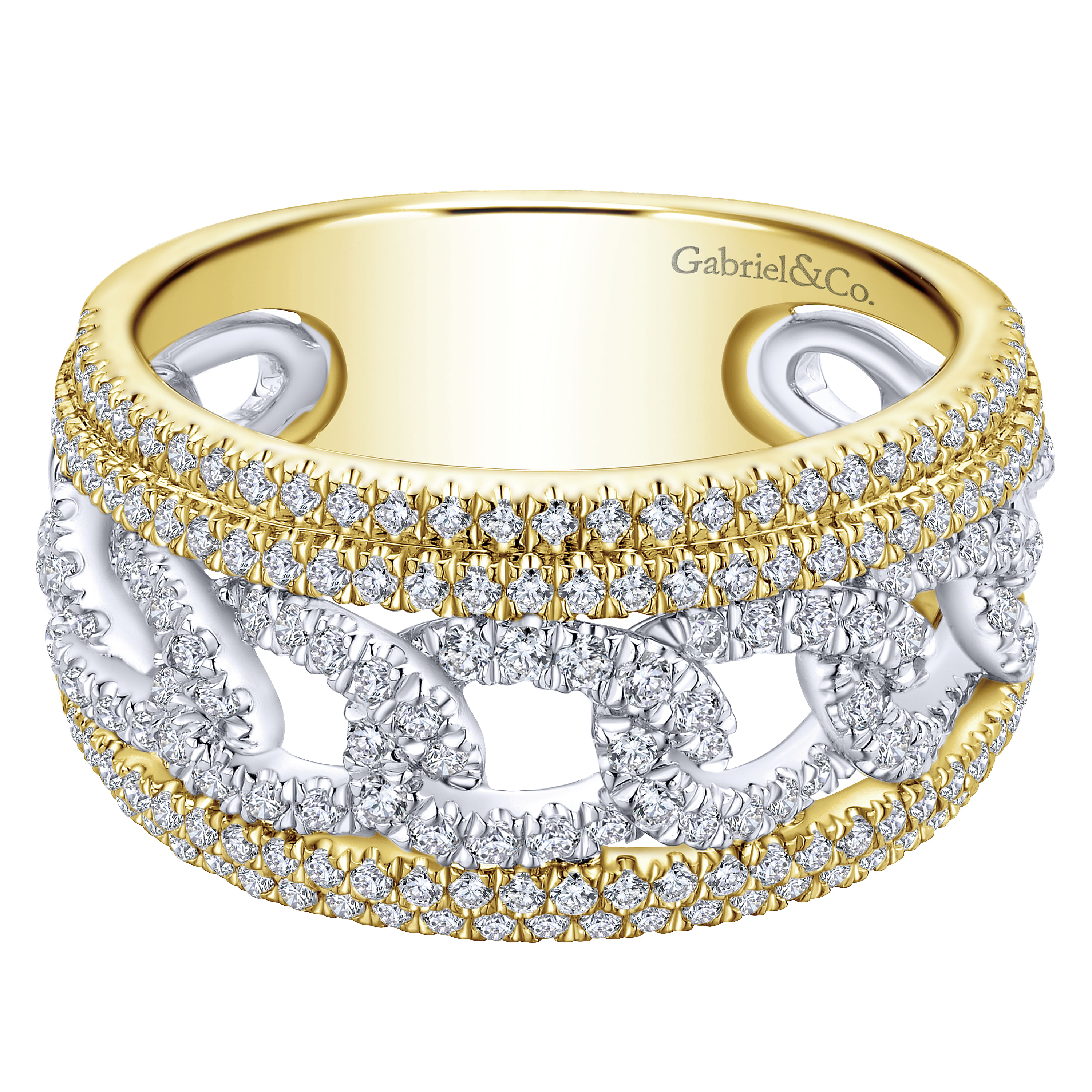 14k Yellow/white Gold Diamond Wide Band 14k Yellow/white Gold Diamond Wide Band