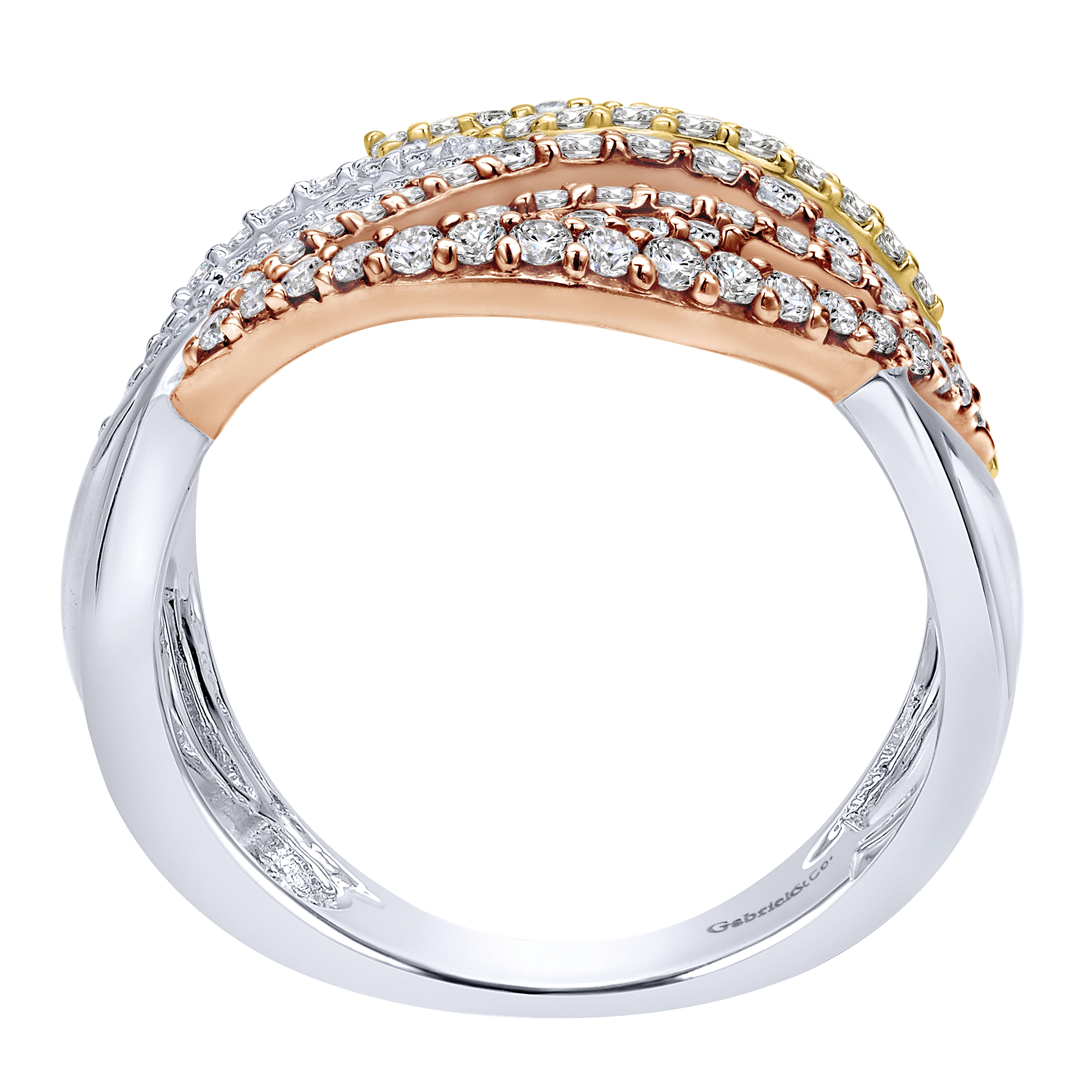 14k Yellow/white Gold Diamond Wide Band Ladies 14k Yellow/white Gold Diamond Wide Band Ladies