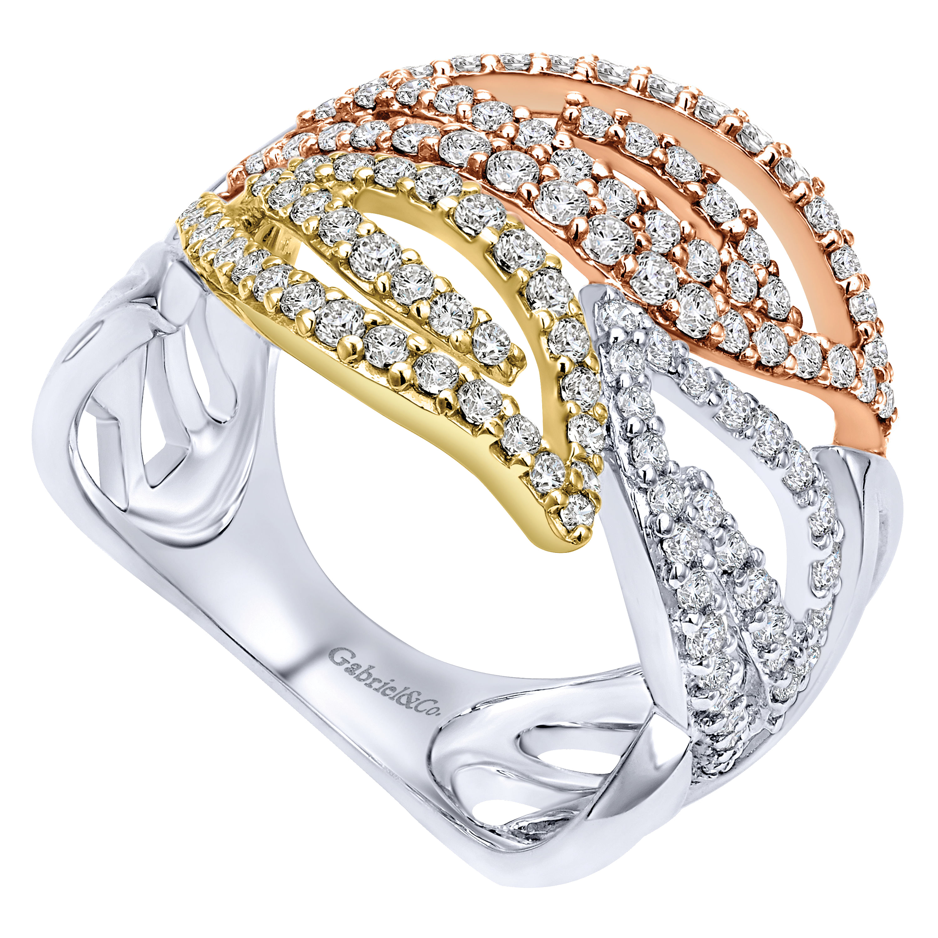 14k Yellow/white Gold Diamond Wide Band Ladies 14k Yellow/white Gold Diamond Wide Band Ladies