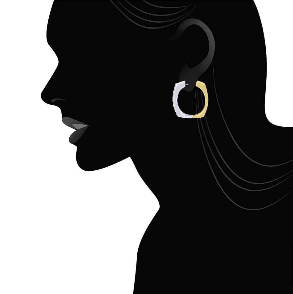 14k Yellow/white Gold Hoops Classic Hoop Earrings angle 4 14k Yellow/white Gold Hoops Classic Hoop Earrings angle 4