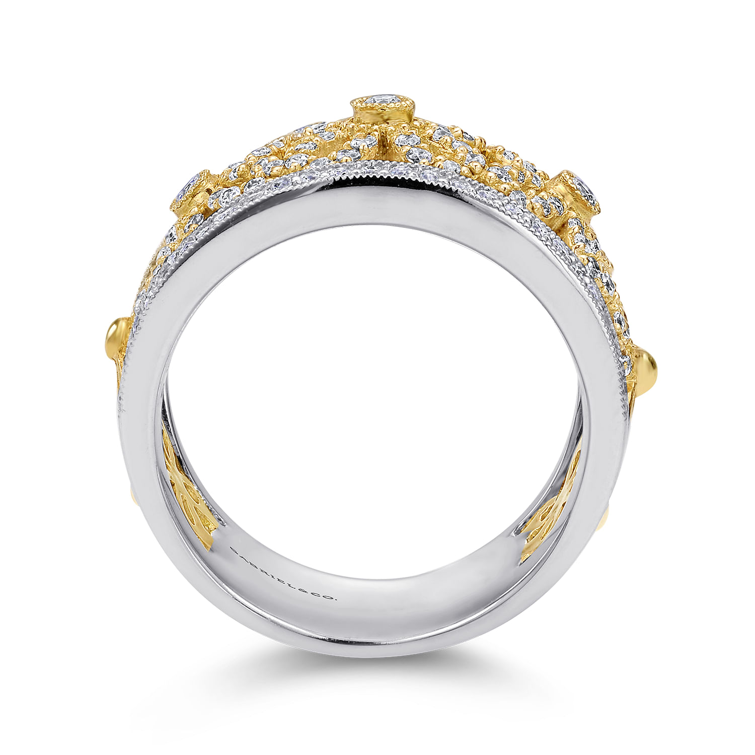 14k Yellow/white Gold Lusso Diamond Wide Band Ladies 14k Yellow/white Gold Lusso Diamond Wide Band Ladies