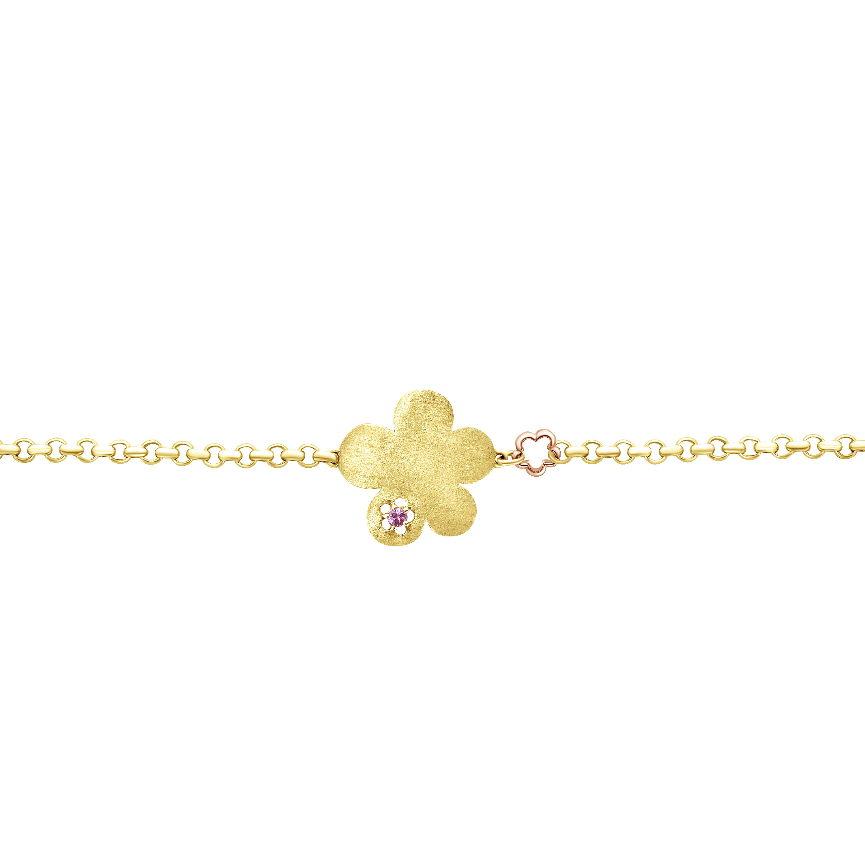 14k Yellow/white Gold Pink Sapphire Chain Bracelet angle 2 14k Yellow/white Gold Pink Sapphire Chain Bracelet angle 2