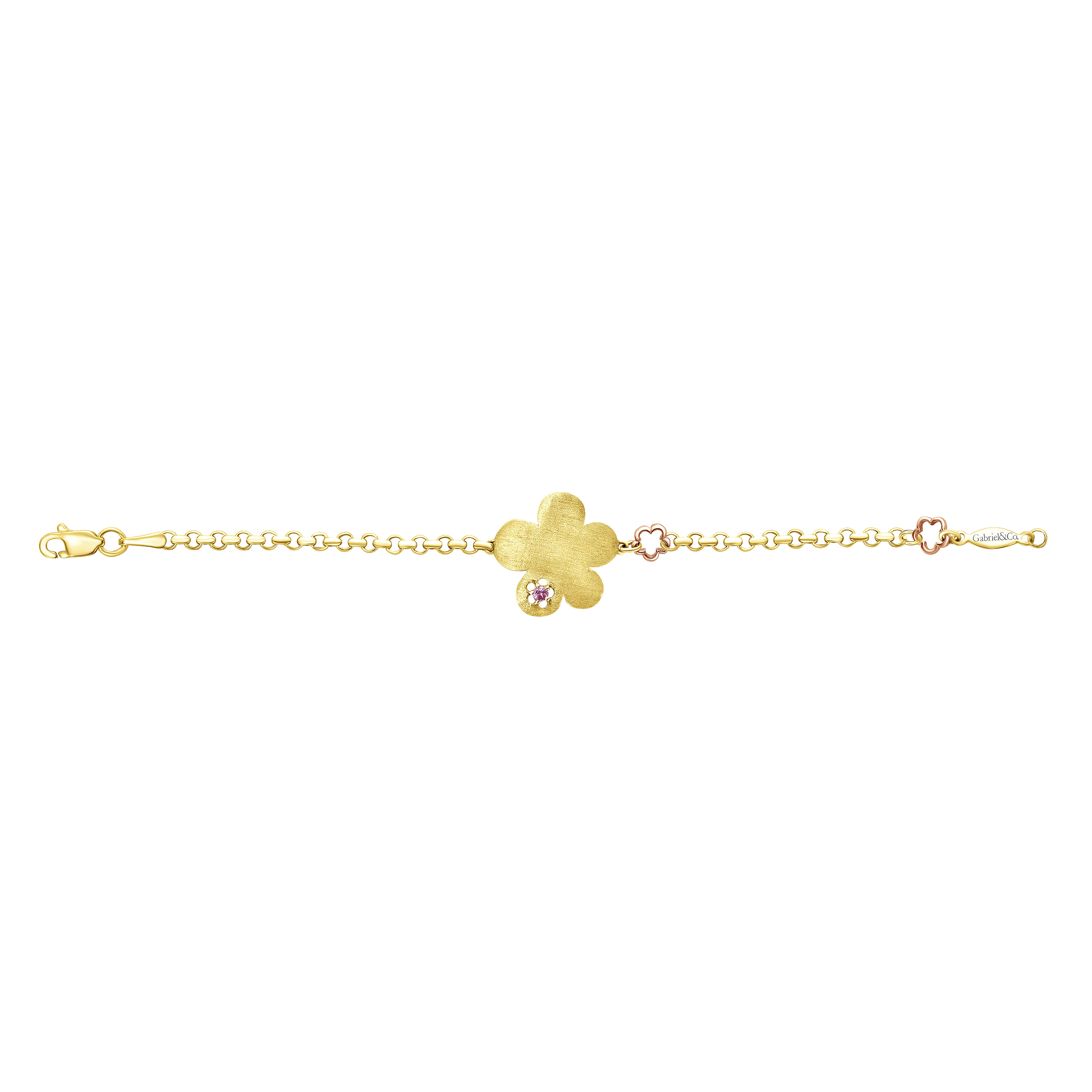 14k Yellow/white Gold Pink Sapphire Chain Bracelet angle 3 14k Yellow/white Gold Pink Sapphire Chain Bracelet angle 3