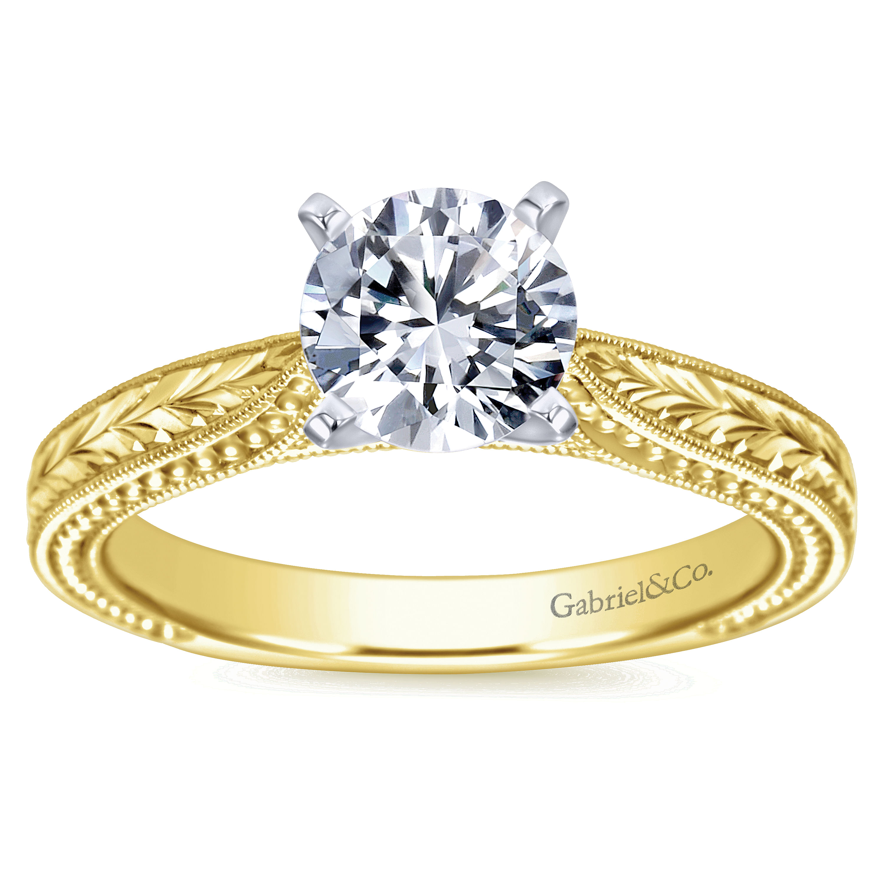 14k Yellow/white Gold Straight Engagement Ring angle 5 14k Yellow/white Gold Straight Engagement Ring angle 5