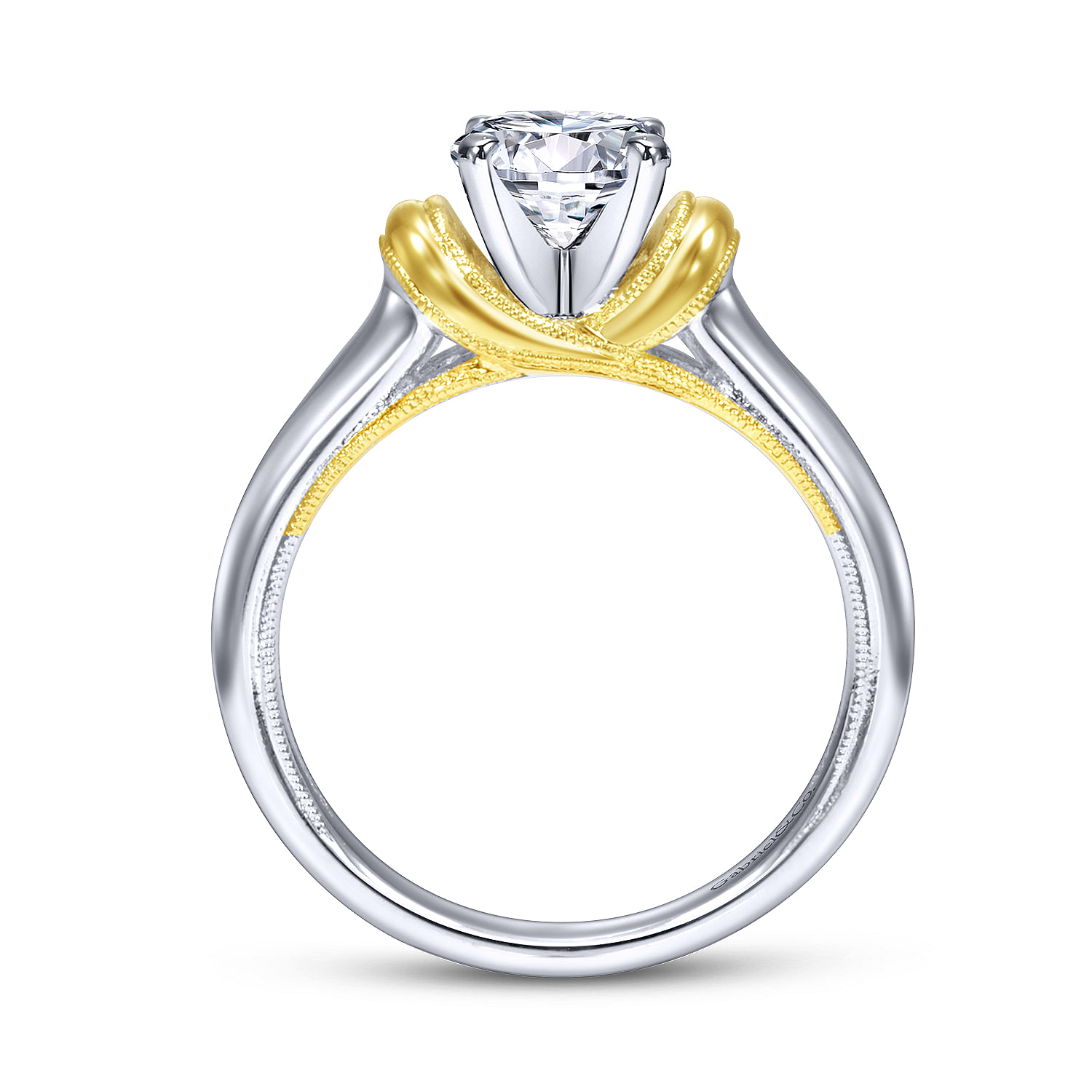 14k Yellow/white Gold Straight Engagement Ring angle 2 14k Yellow/white Gold Straight Engagement Ring angle 2
