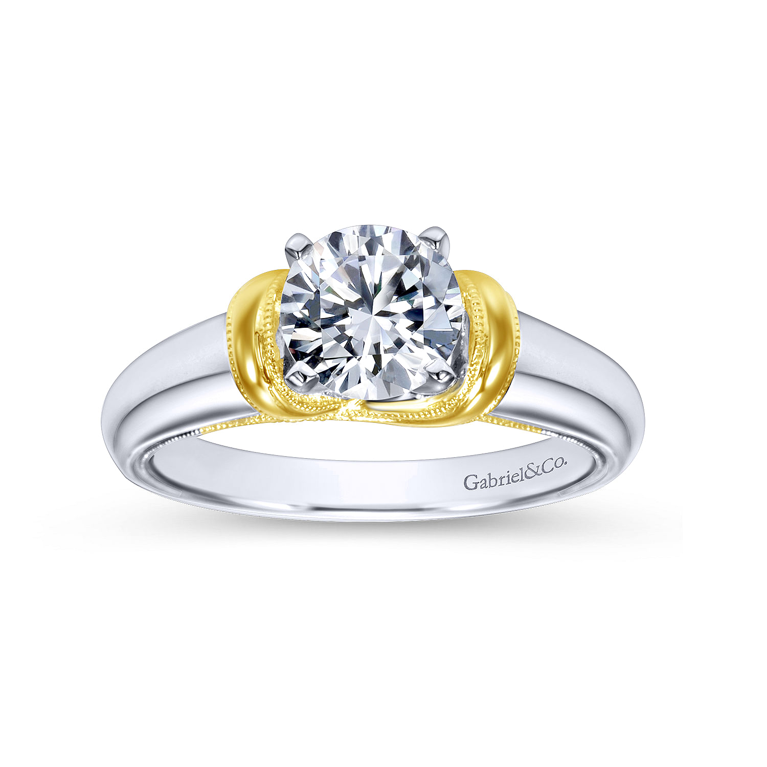 14k Yellow/white Gold Straight Engagement Ring angle 5 14k Yellow/white Gold Straight Engagement Ring angle 5