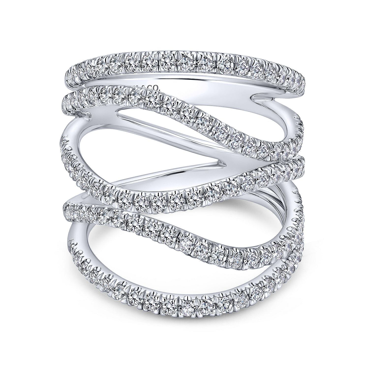 18k Curved White Gold Pave Diamond Wide Band 18k Curved White Gold Pave Diamond Wide Band